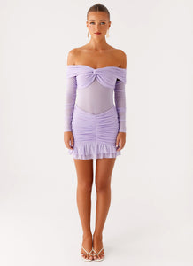 Tiff Long Sleeve Mini Dress Lilac 1 Peppermayo