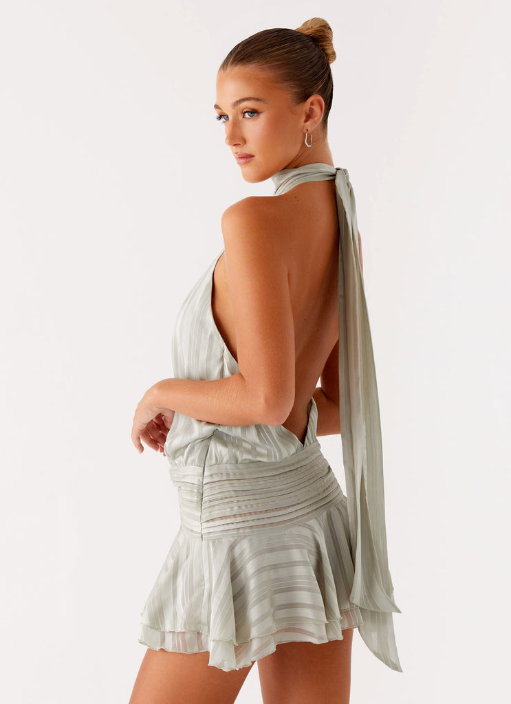 Willow Chiffon Mini Dress Green 5 Peppermayo