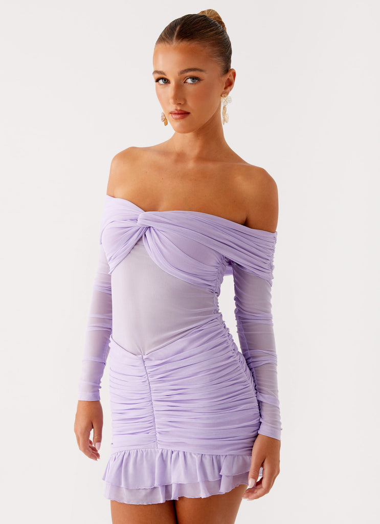 Tiff Long Sleeve Mini Dress Lilac 6 Peppermayo