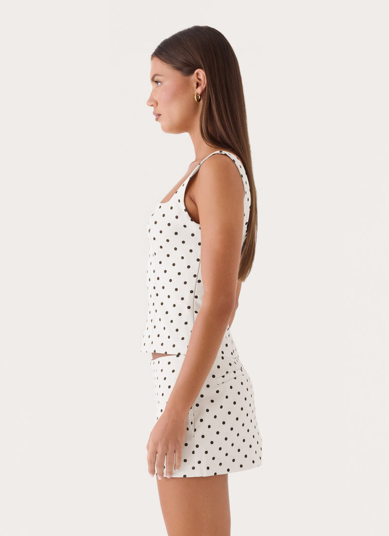 Aaliyah Bustier Top - Cream Polka Dot