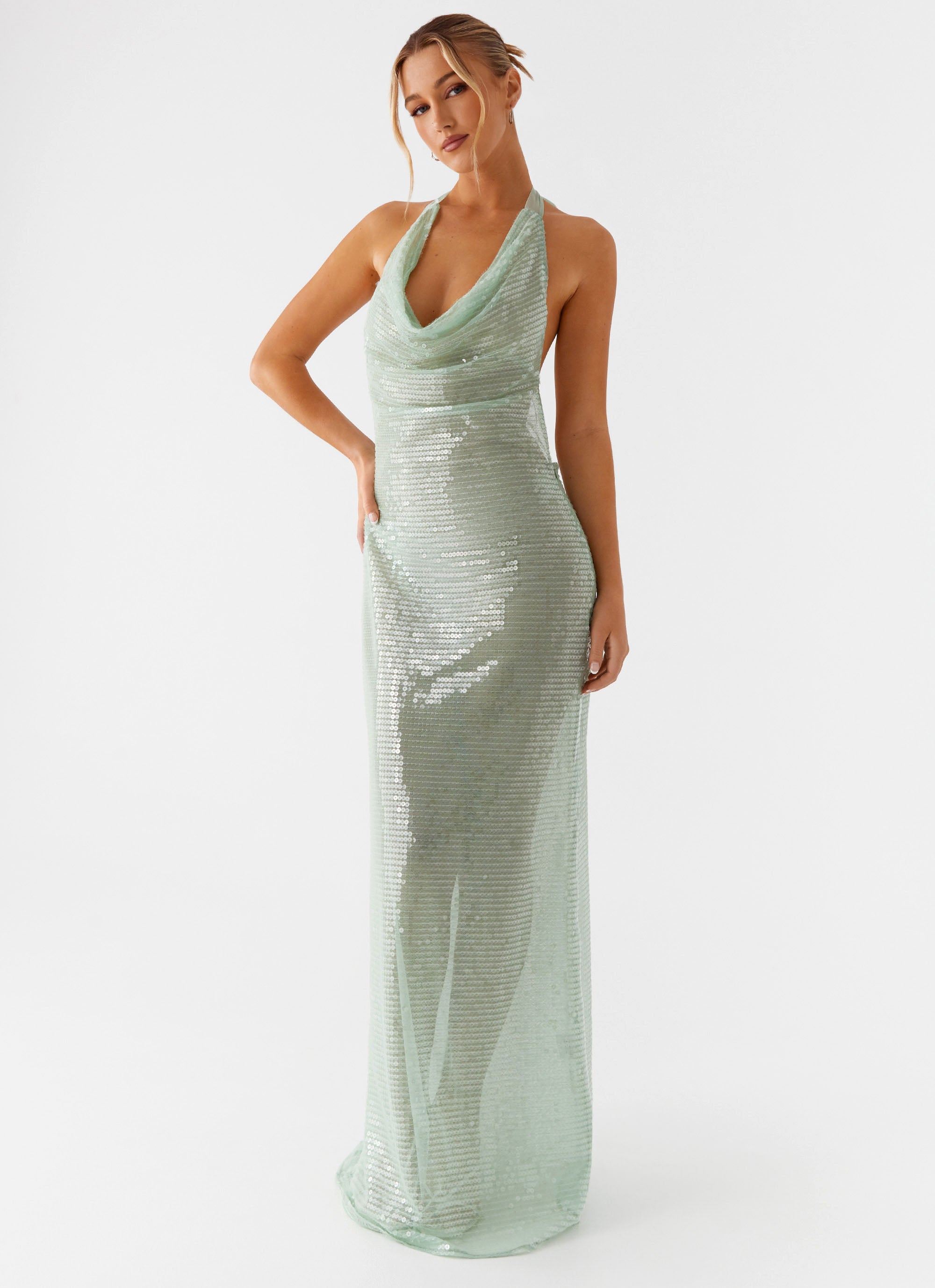 Above the Clouds Cowl Maxi Dress - Green Peppermayo US Above the Clouds Cowl Maxi Dress - Green Peppermayo US
