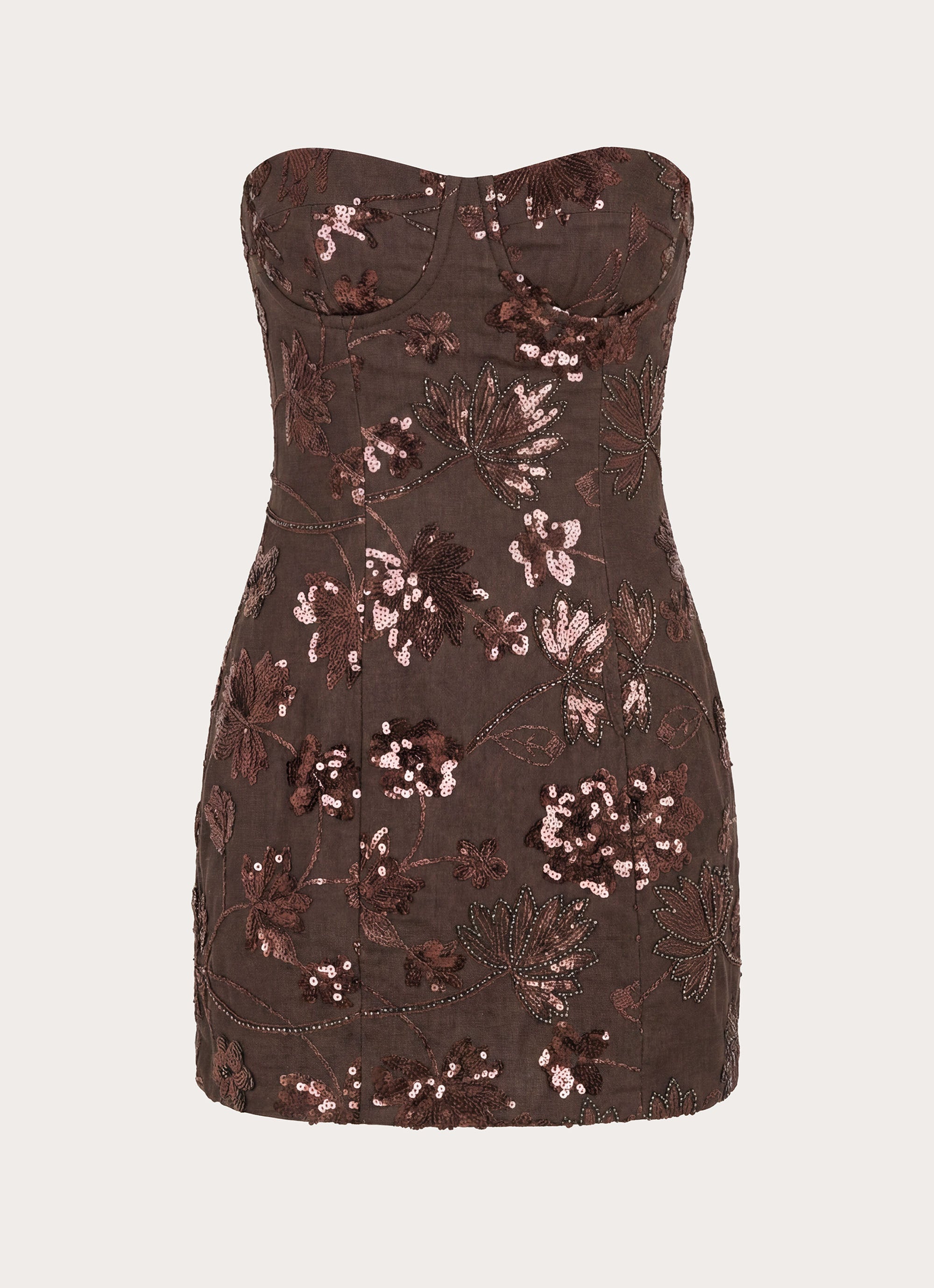 Akima Bustier Sequin Mini Dress - Chocolate Chocolate / US 4 Akima Bustier Sequin Mini Dress - Chocolate Chocolate / US 4