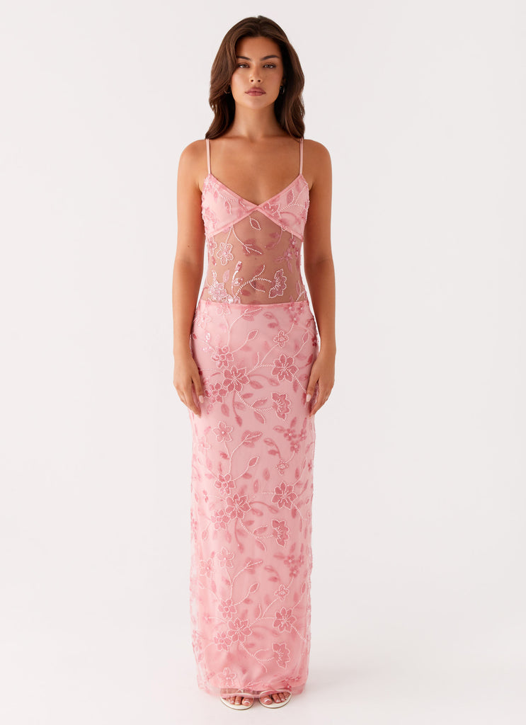 Akira Beaded Maxi Dress - Pink Orange
