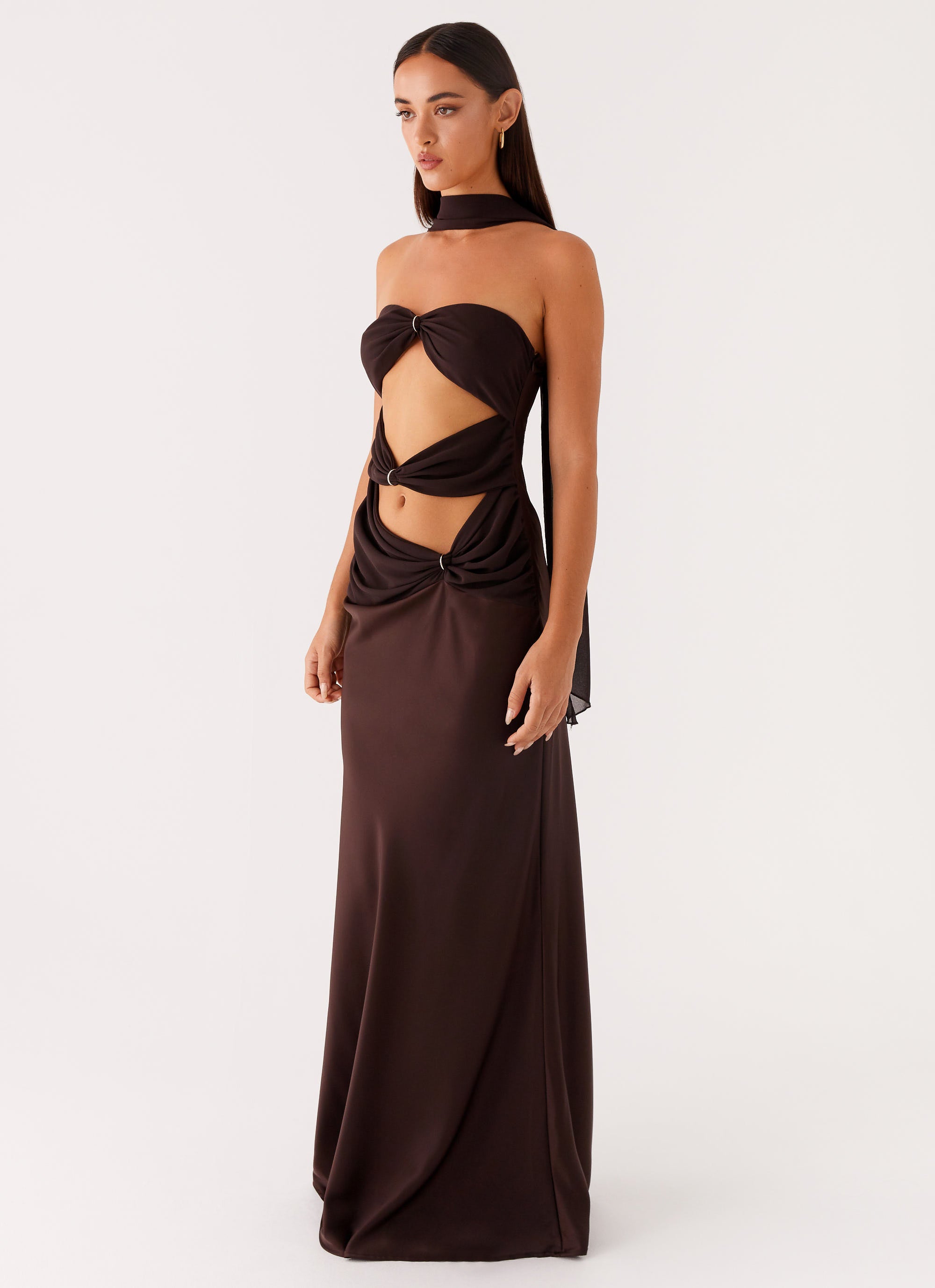 Alaine Scarf Maxi Dress - Dark Chocolate Dark Chocolate / US 6 Alaine Scarf Maxi Dress - Dark Chocolate Dark Chocolate / US 6