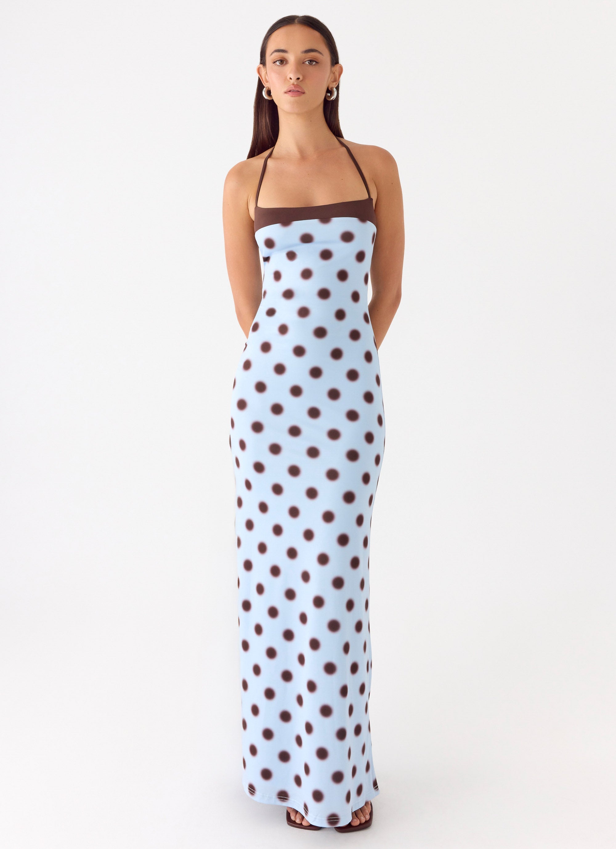 Alessandro Halter Maxi Dress - Blue Mocha Dot Blue Mocha Dot / US 4