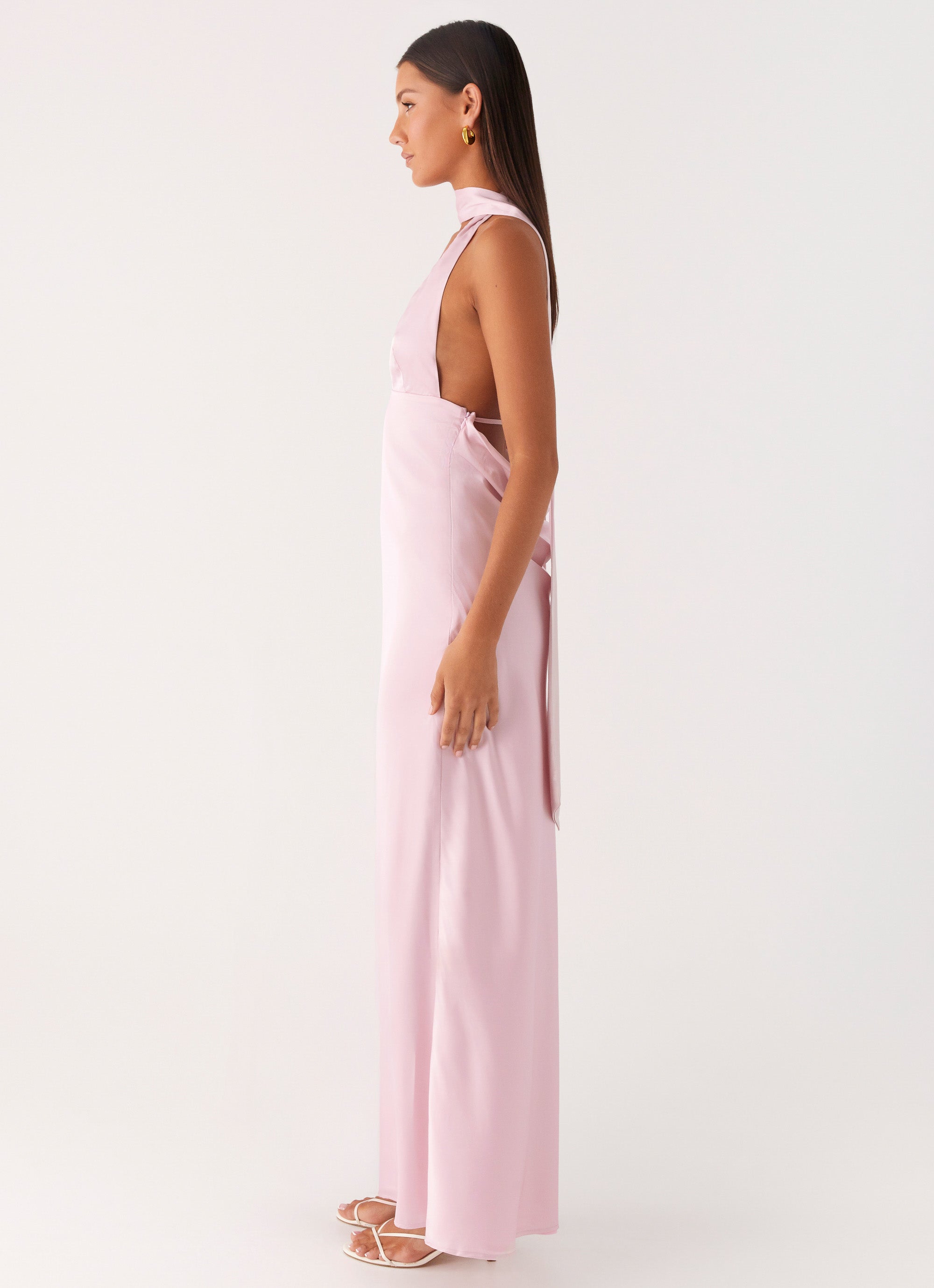 Alicia Satin Halter Maxi Dress - Baby Pink Baby Pink / US 6 Alicia Satin Halter Maxi Dress - Baby Pink Baby Pink / US 6