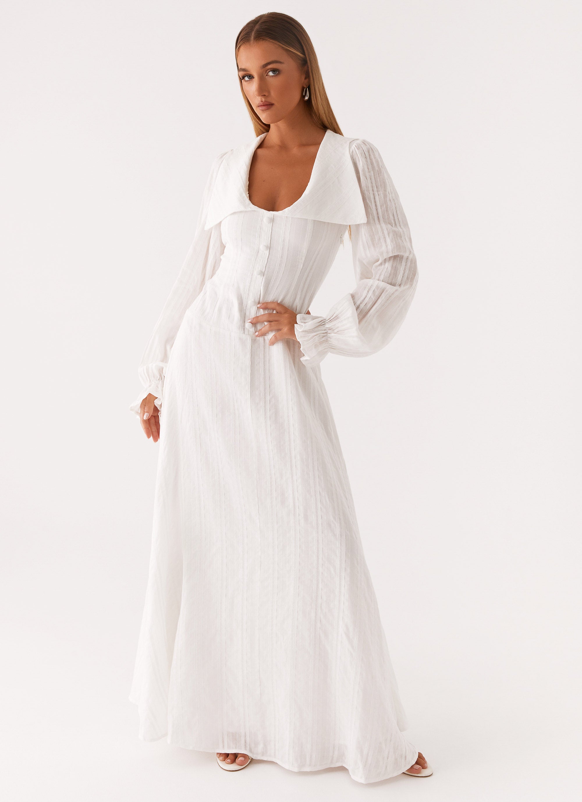 Alima Long Sleeve Maxi Dress White