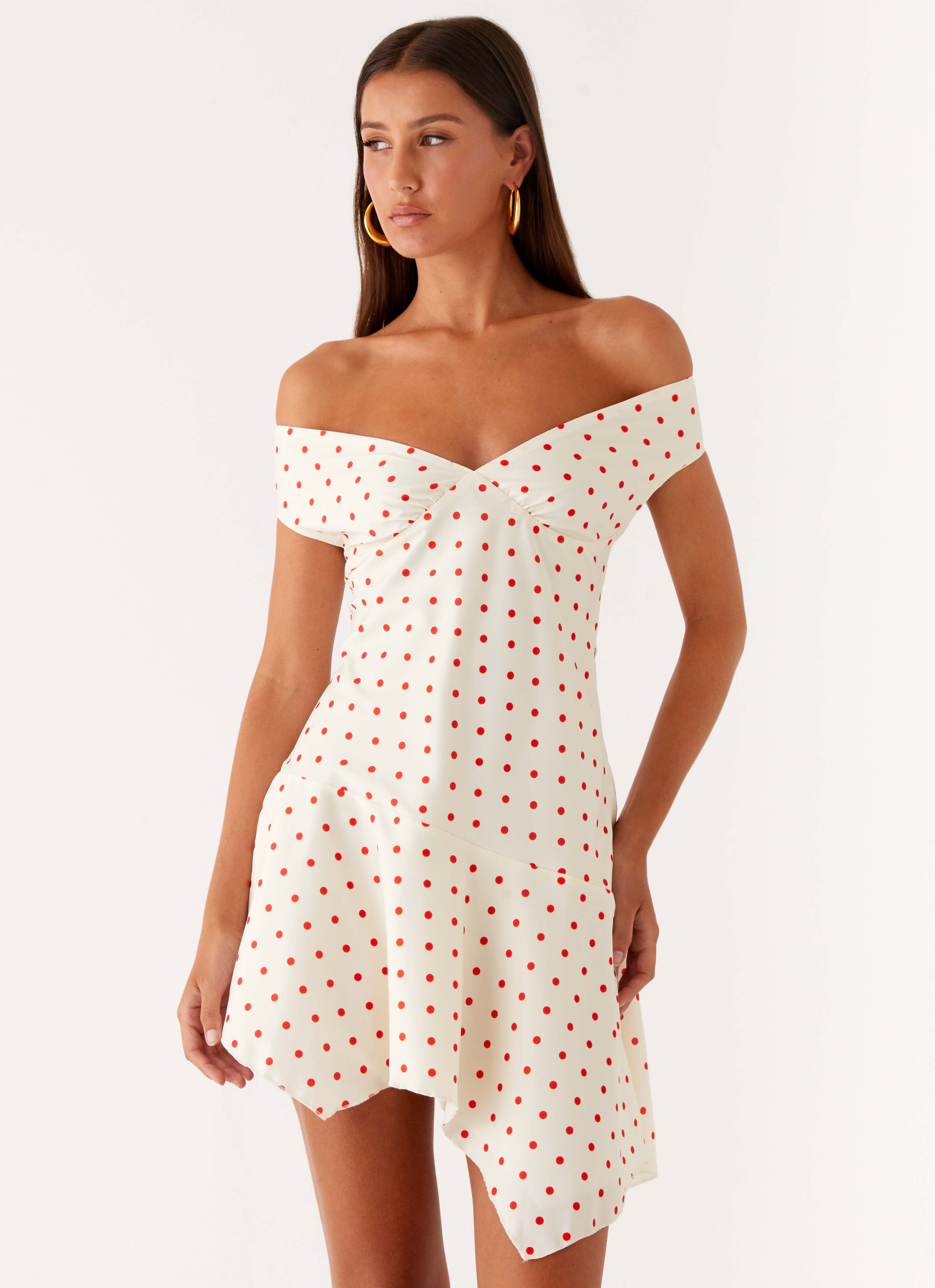 Alma Mini Dress - White Red Polka Dot Peppermayo US Alma Mini Dress - White Red Polka Dot Peppermayo US