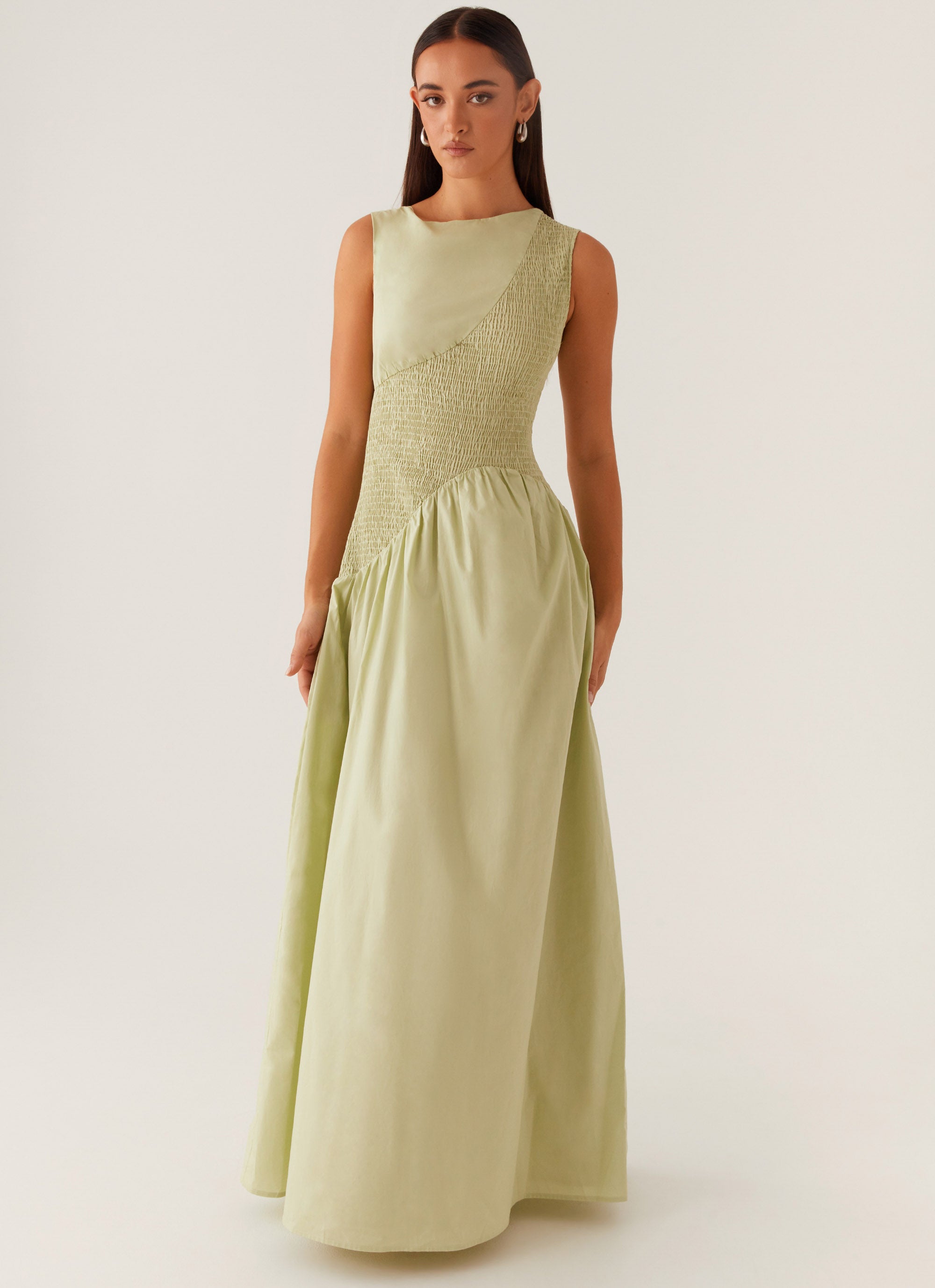 Altitude Shirred Maxi Dress - Pastel Green Peppermayo US Altitude Shirred Maxi Dress - Pastel Green Peppermayo US