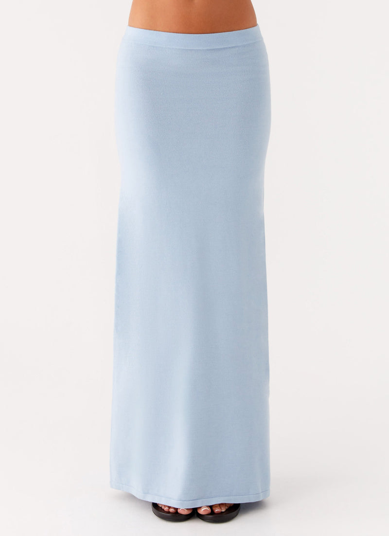 Anastasia Knit Maxi Skirt - Blue