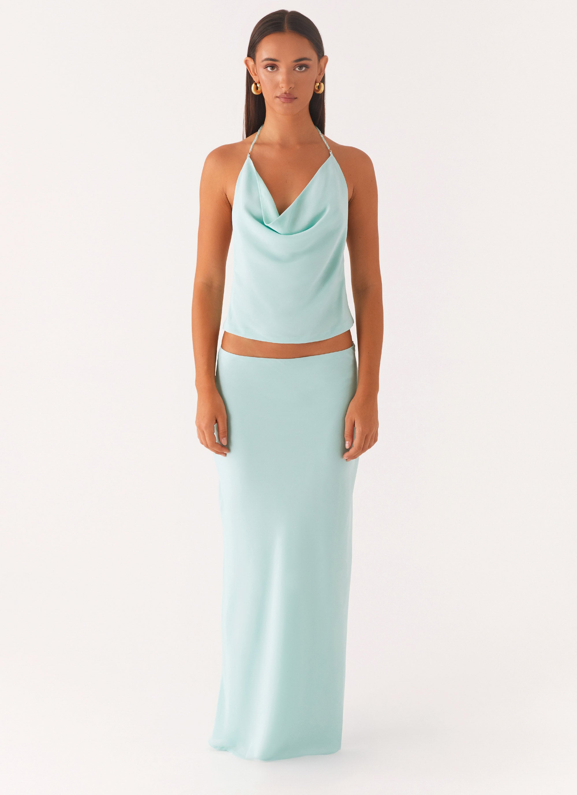 Another Life Chiffon Maxi Skirt Pale Blue – Peppermayo US
