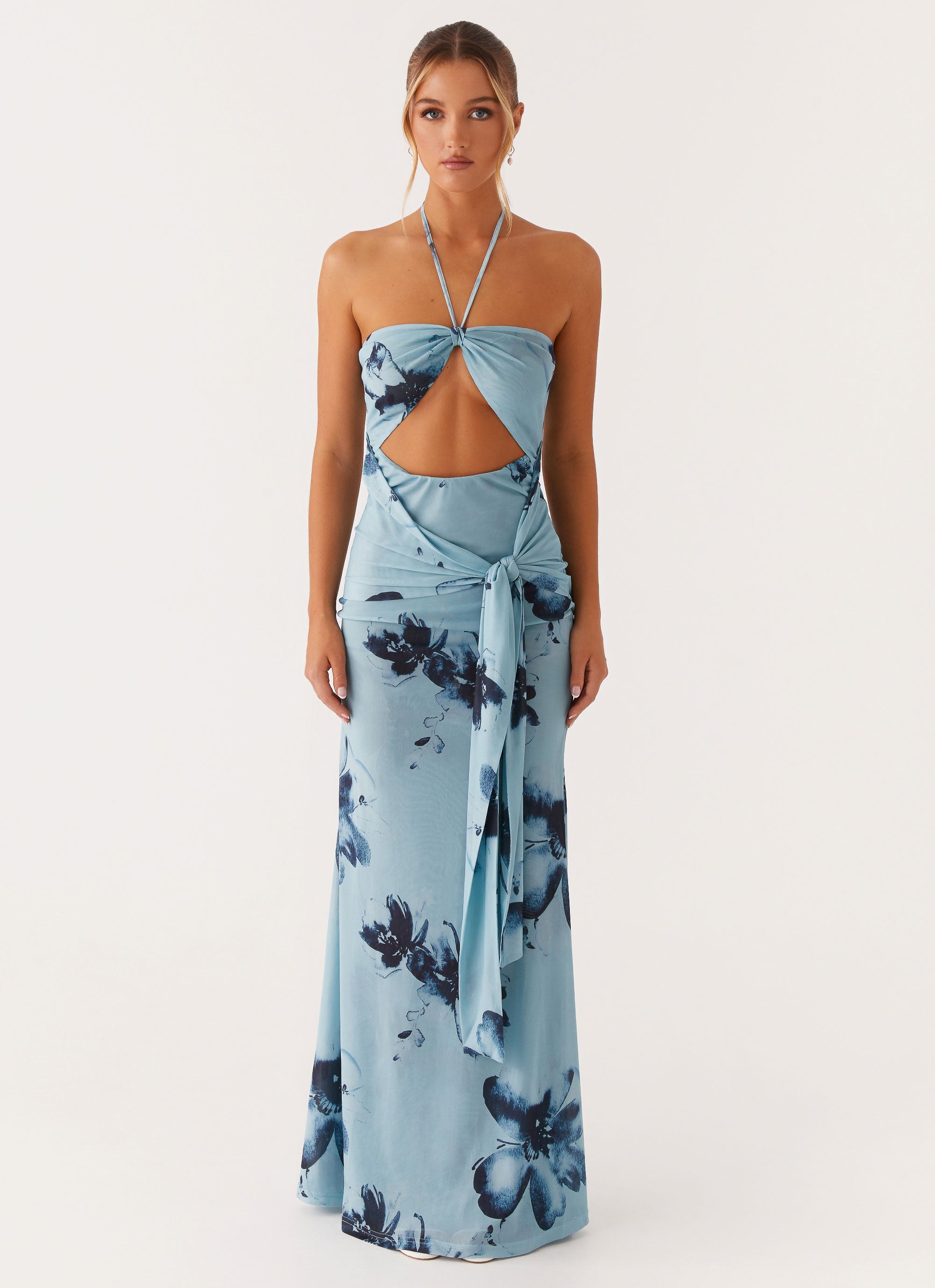 Antonia Maxi Dress - Black Blue Floral Black Blue Floral / US 18 Antonia Maxi Dress - Black Blue Floral Black Blue Floral / US 18