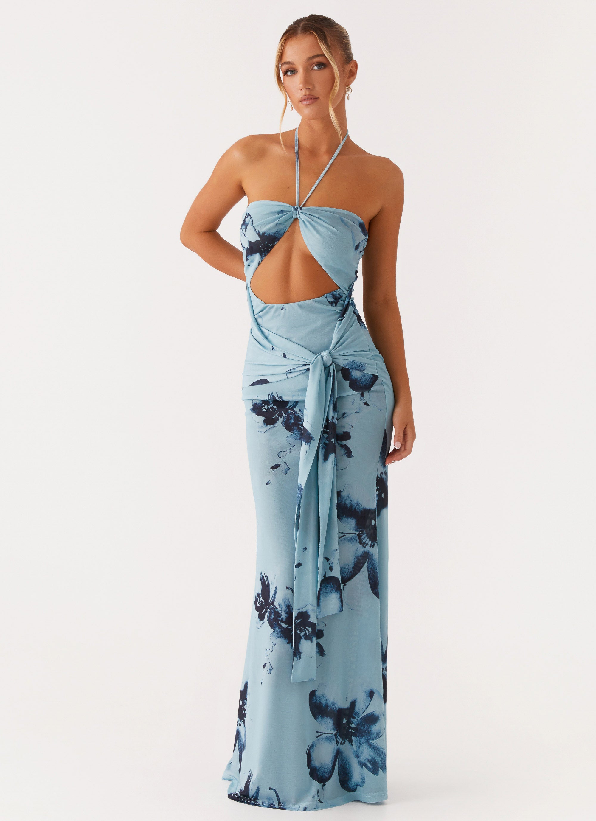 Antonia Maxi Dress - Black Blue Floral Black Blue Floral / US 12 Antonia Maxi Dress - Black Blue Floral Black Blue Floral / US 12