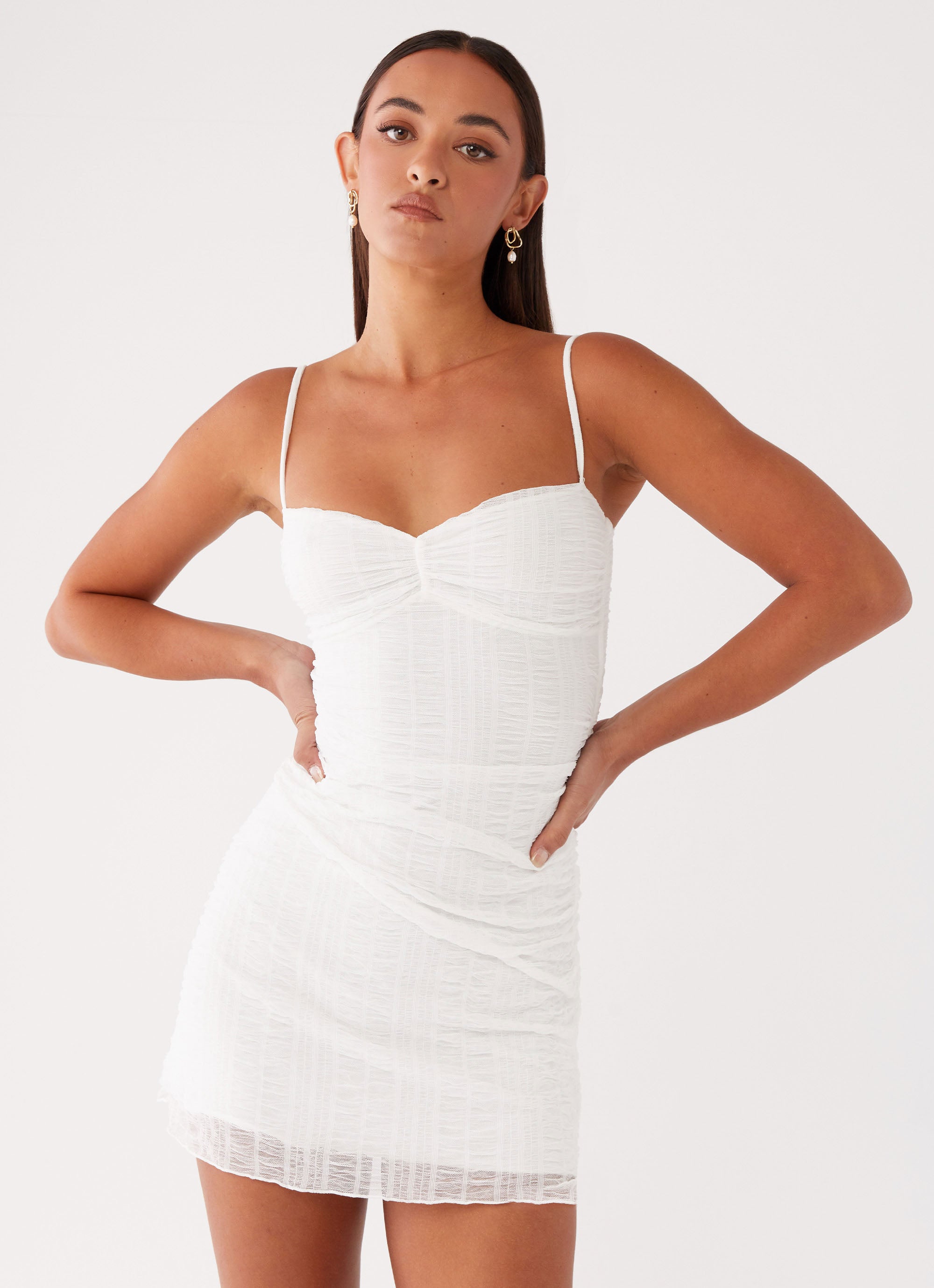 Arden Mesh Mini Dress - White Peppermayo US Arden Mesh Mini Dress - White Peppermayo US