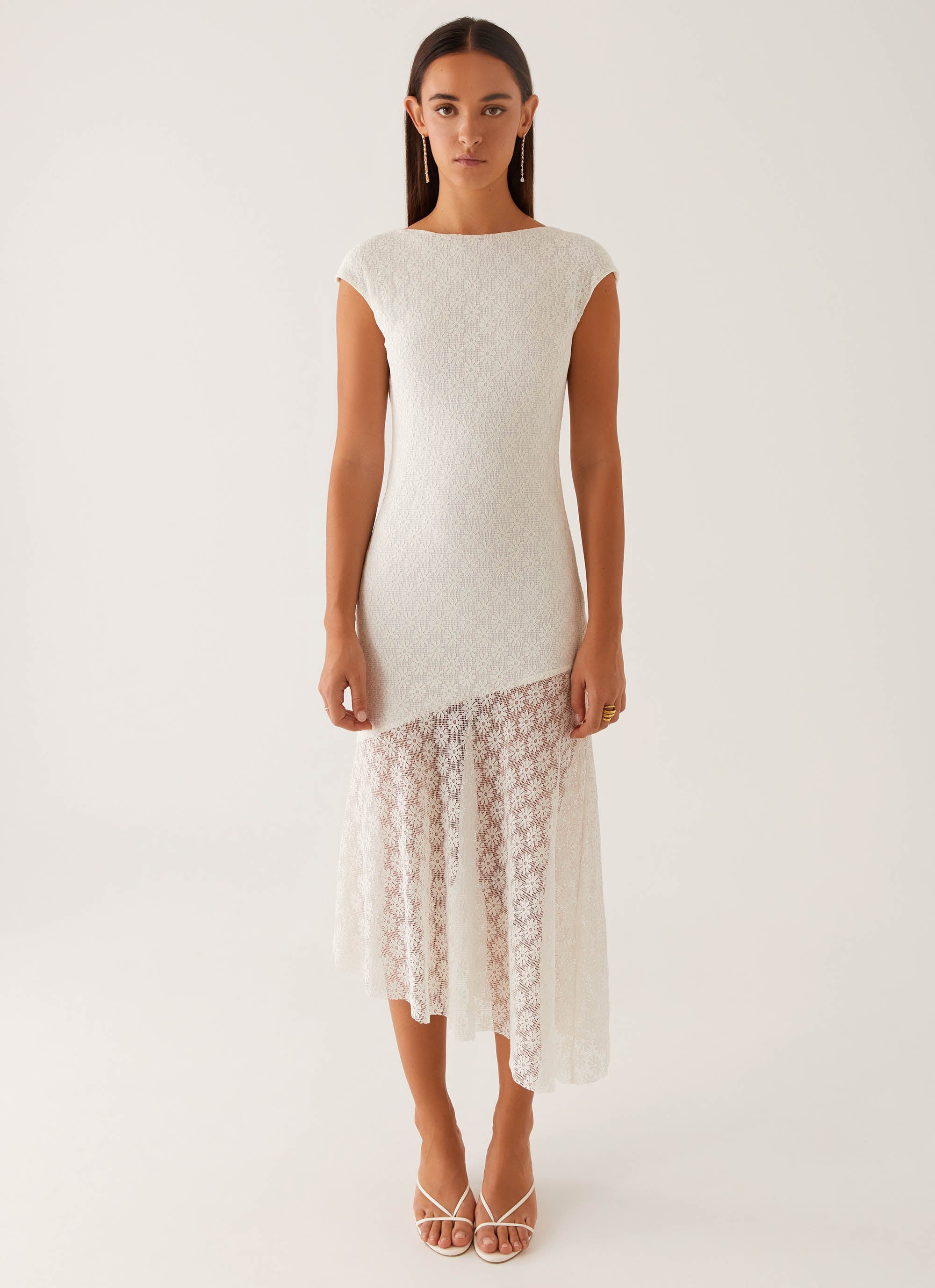 Arielle Open Back Midi Dress - White Arielle Open Back Midi Dress - White
