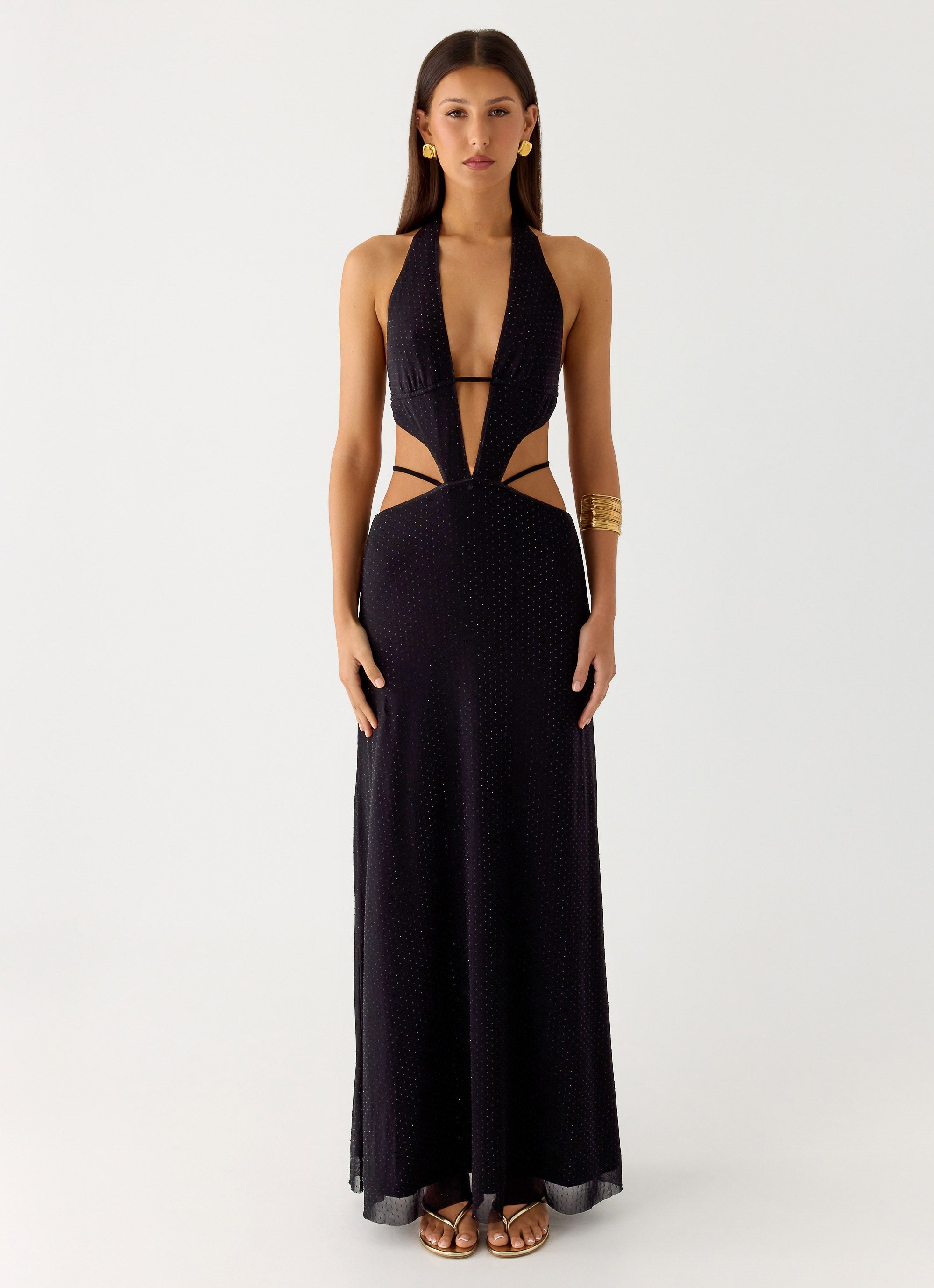 Astraeus Beaded Sequin Maxi Dress - Black Black / US 8 Astraeus Beaded Sequin Maxi Dress - Black Black / US 8