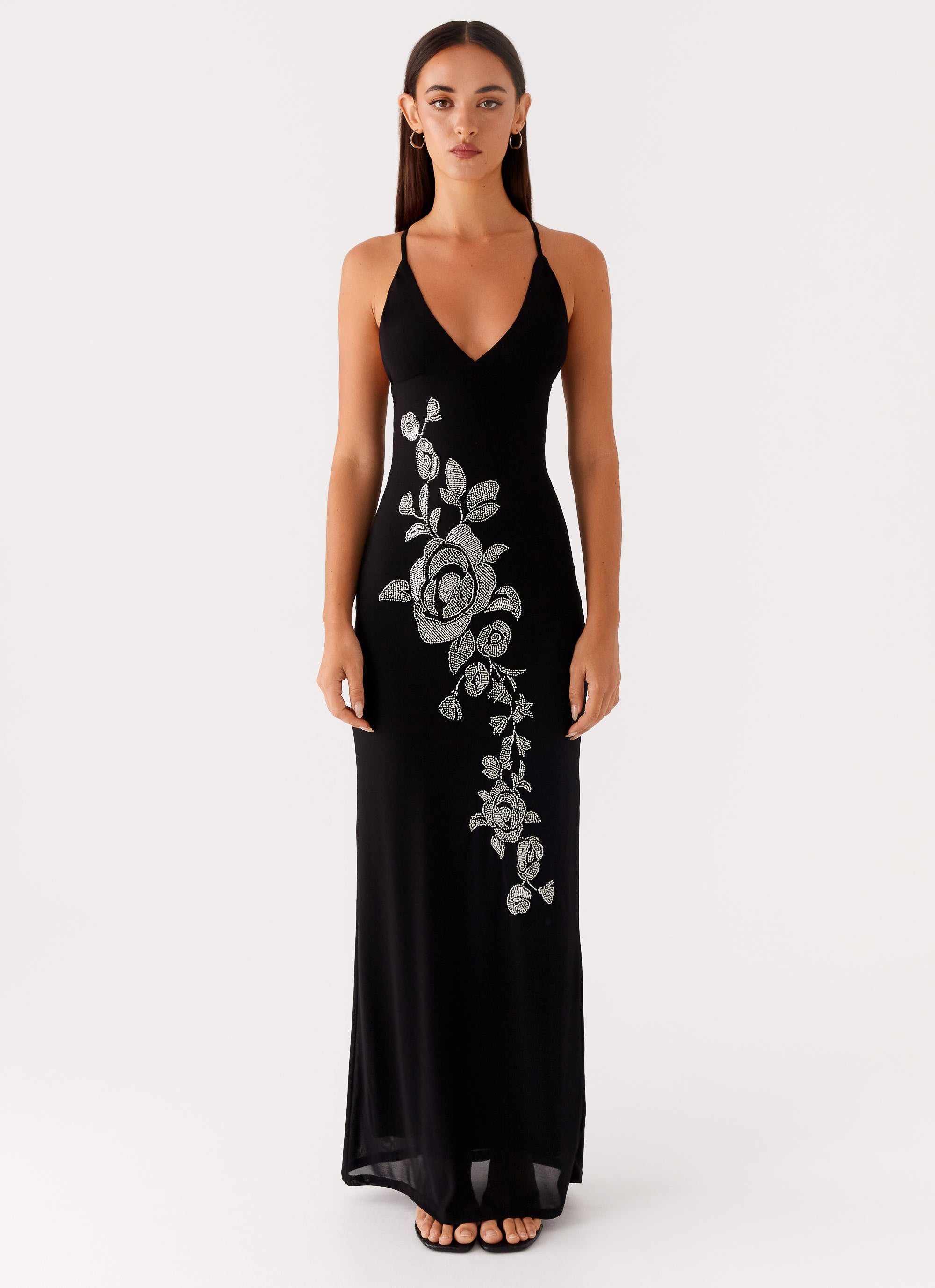 Beki Beaded Mesh Maxi Dress - Black Peppermayo US Beki Beaded Mesh Maxi Dress - Black Peppermayo US