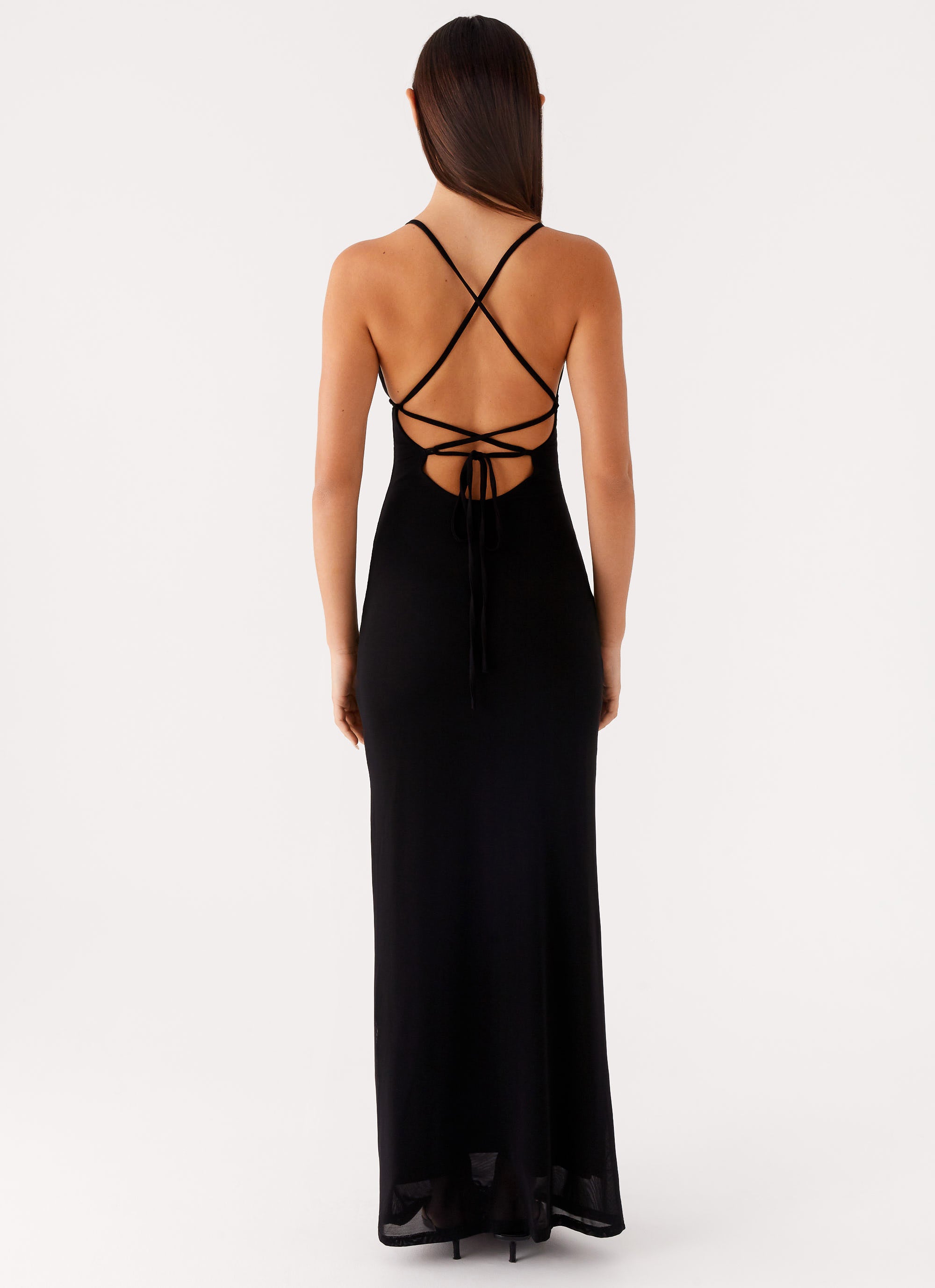 Beki Beaded Mesh Maxi Dress - Black Beki Beaded Mesh Maxi Dress - Black