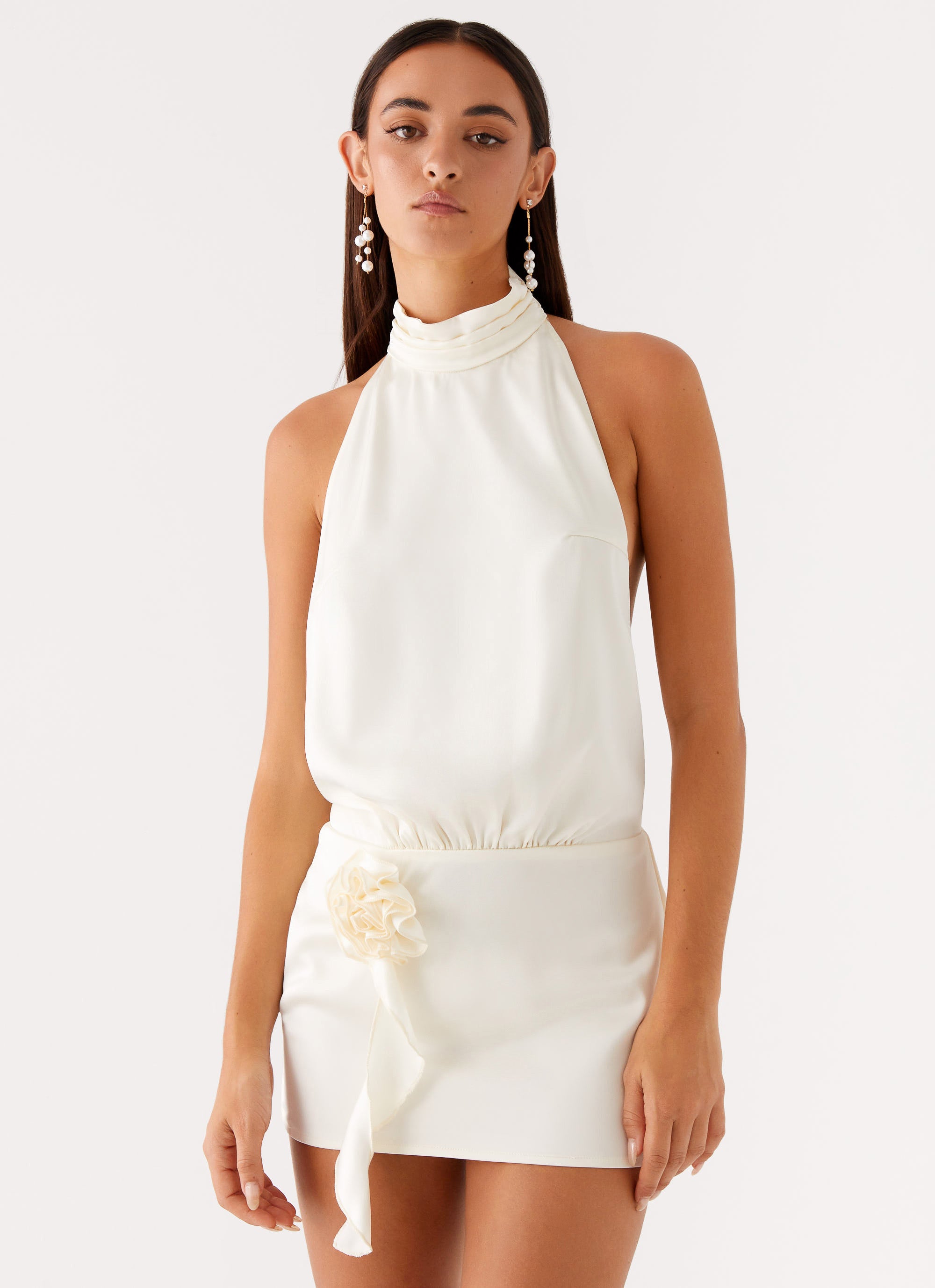 Birdie Halterneck Mini Dress - Ivory Birdie Halterneck Mini Dress - Ivory
