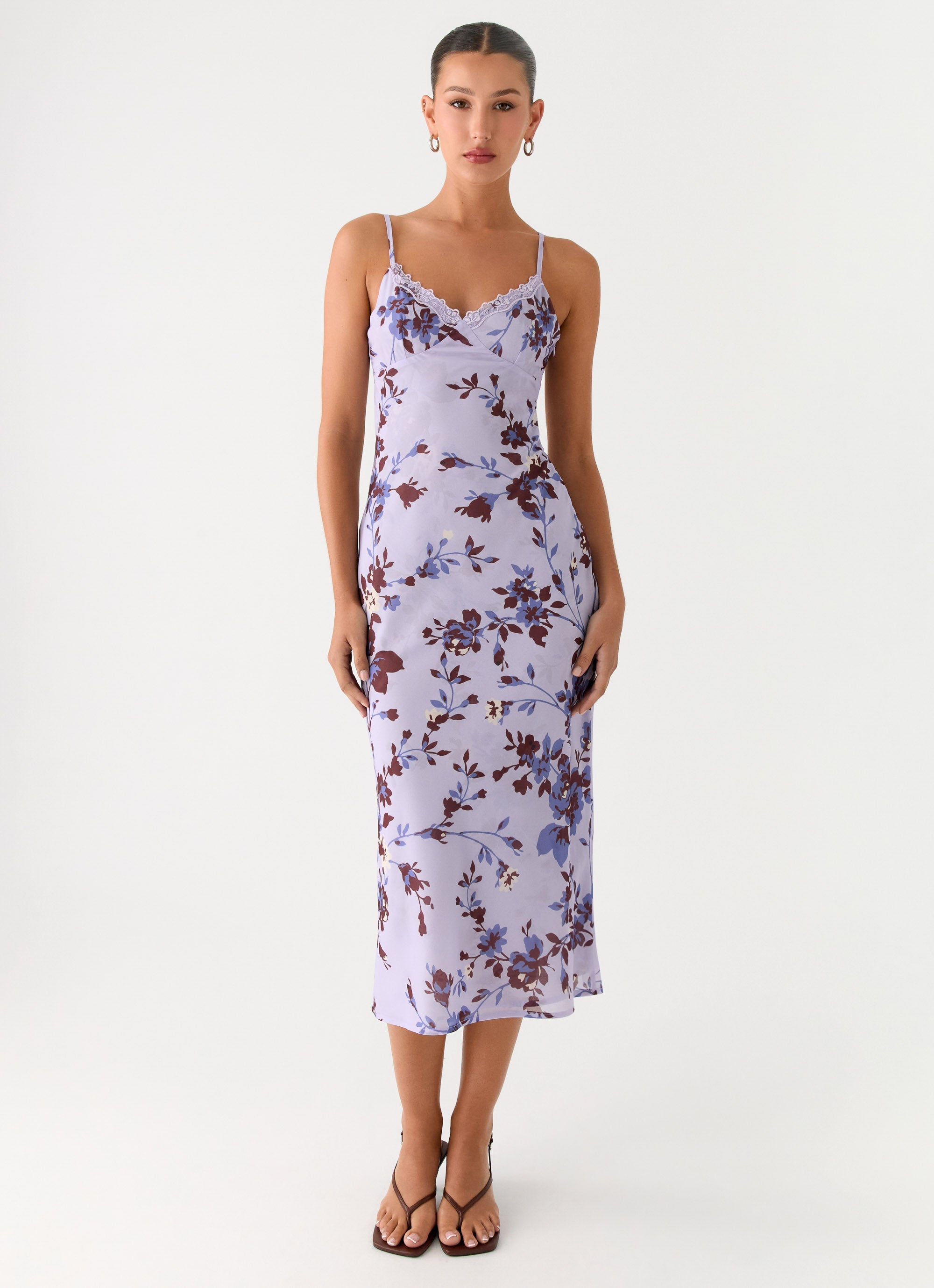 Bluma Lace Trim Midi Dress - Antique Lilac Floral Antique Lilac Floral / US 8 Bluma Lace Trim Midi Dress - Antique Lilac Floral Antique Lilac Floral / US 8