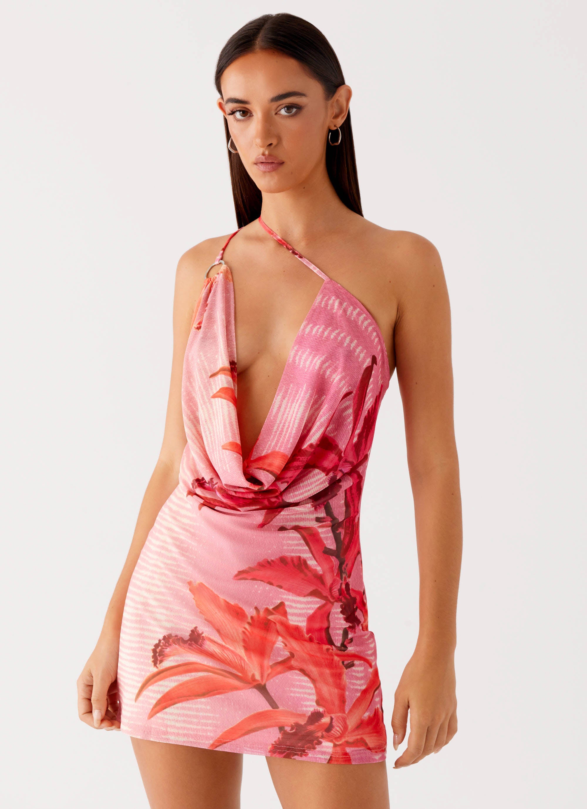 Bohemian Bliss Mesh Mini Dress - Tropical Pink Print Peppermayo US Bohemian Bliss Mesh Mini Dress - Tropical Pink Print Peppermayo US