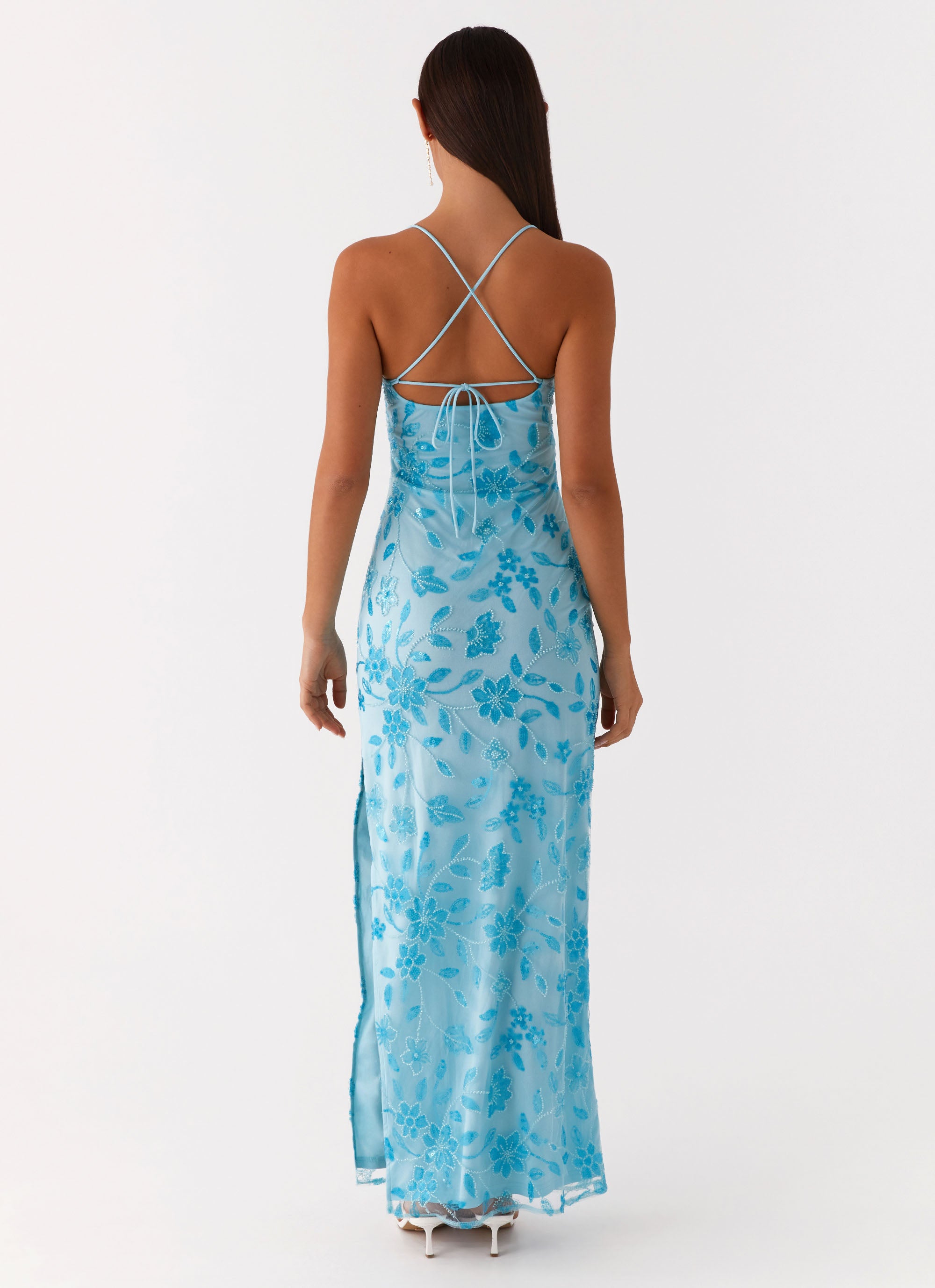 Bright Lights Beaded Maxi Dress - Blue Blue / US 12 Bright Lights Beaded Maxi Dress - Blue Blue / US 12