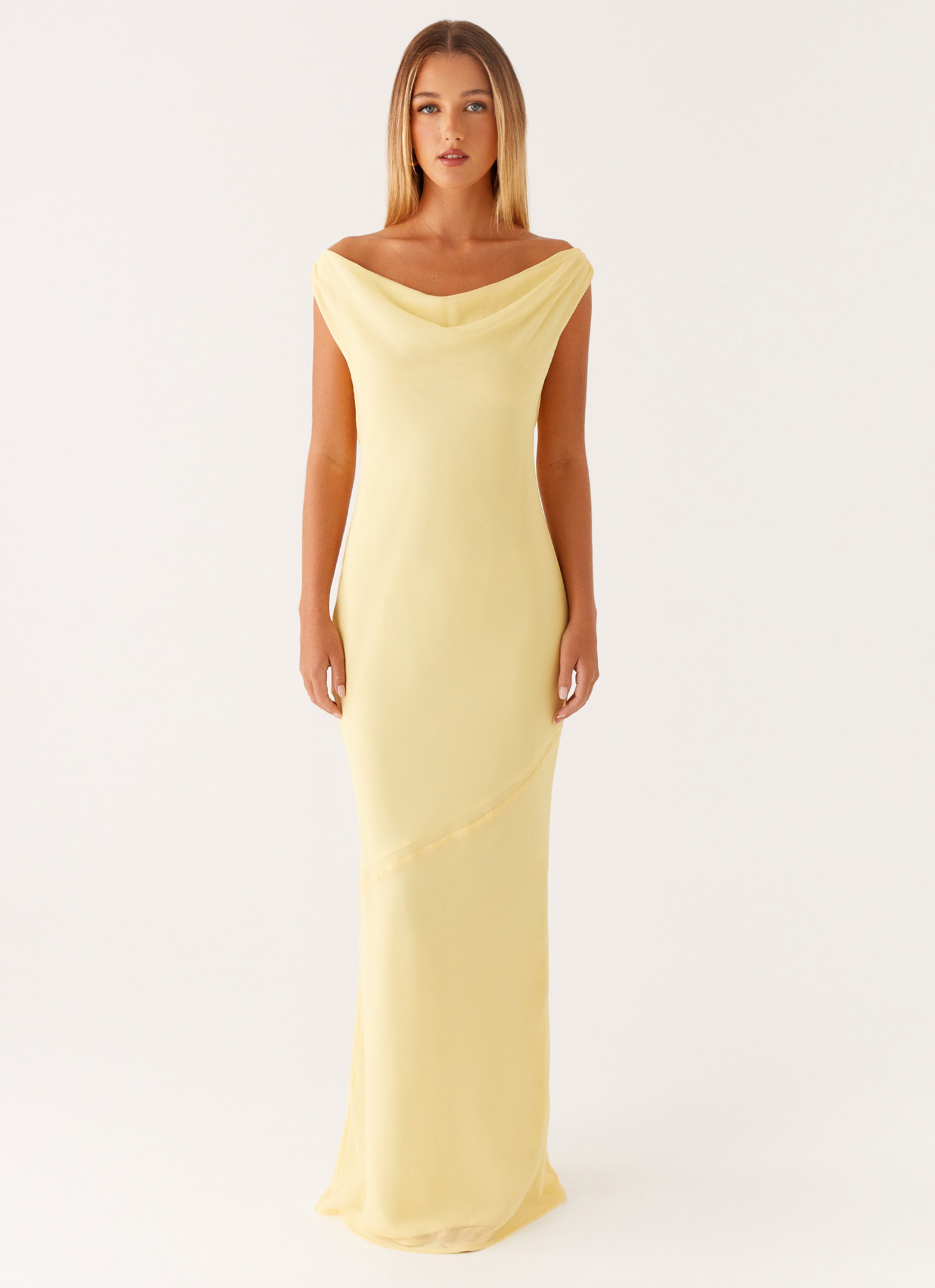 Brittany Chiffon Maxi Dress - Pastel Yellow Pastel Yellow / US 8 Brittany Chiffon Maxi Dress - Pastel Yellow Pastel Yellow / US 8