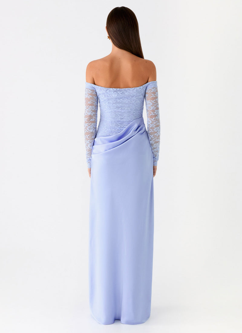 Burke Off Shoulder Maxi Dress - Blue