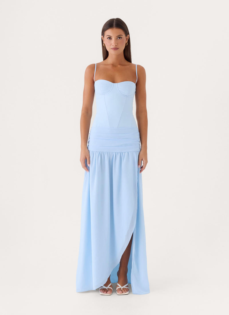 Clemsie Bustier Maxi Dress - Blue