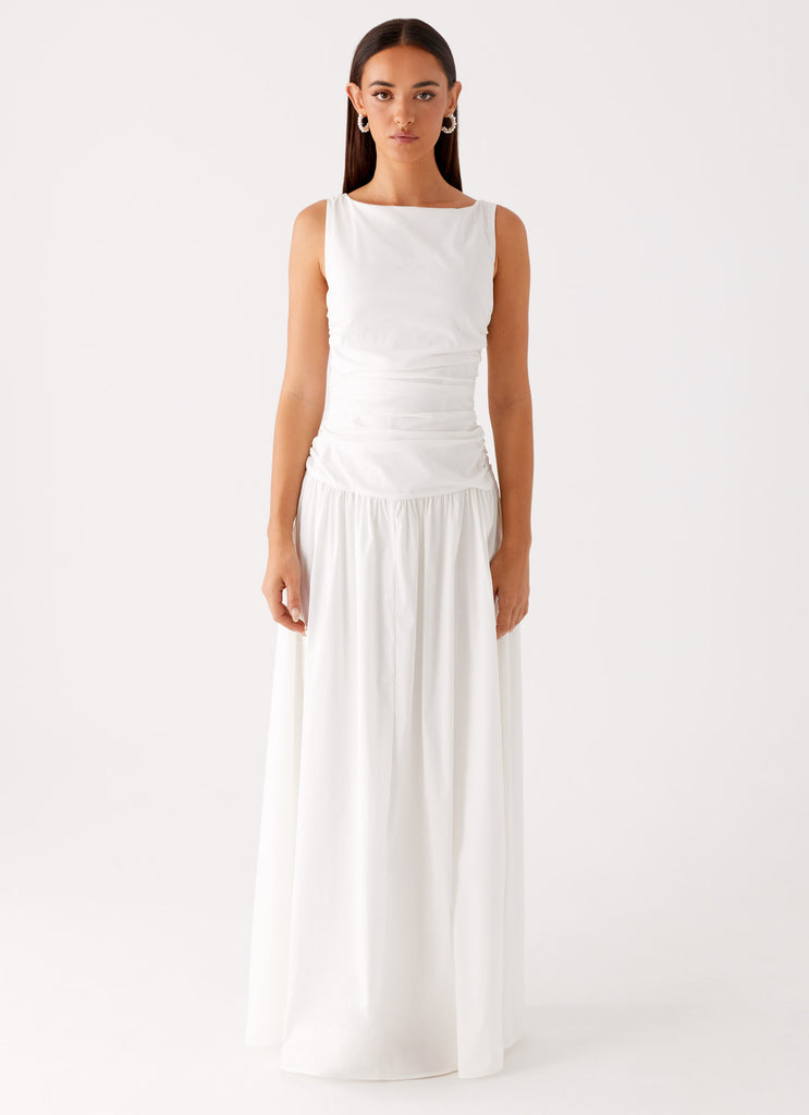 Carmel High Neck Maxi Dress White 1 Peppermayo