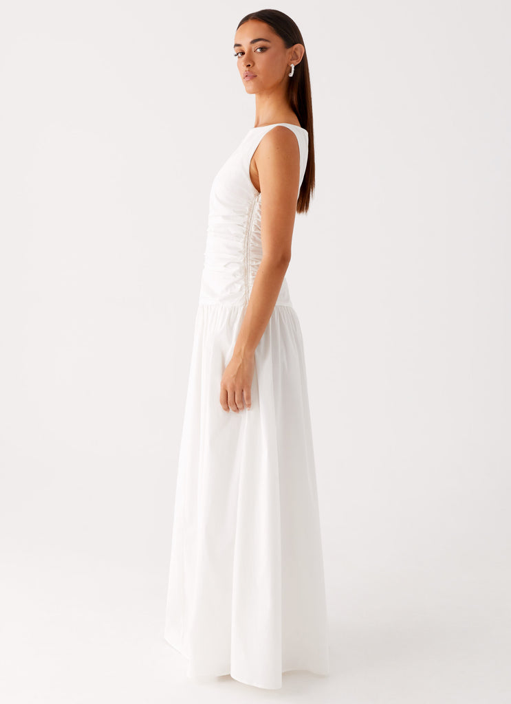 Carmel High Neck Maxi Dress White 2 Peppermayo