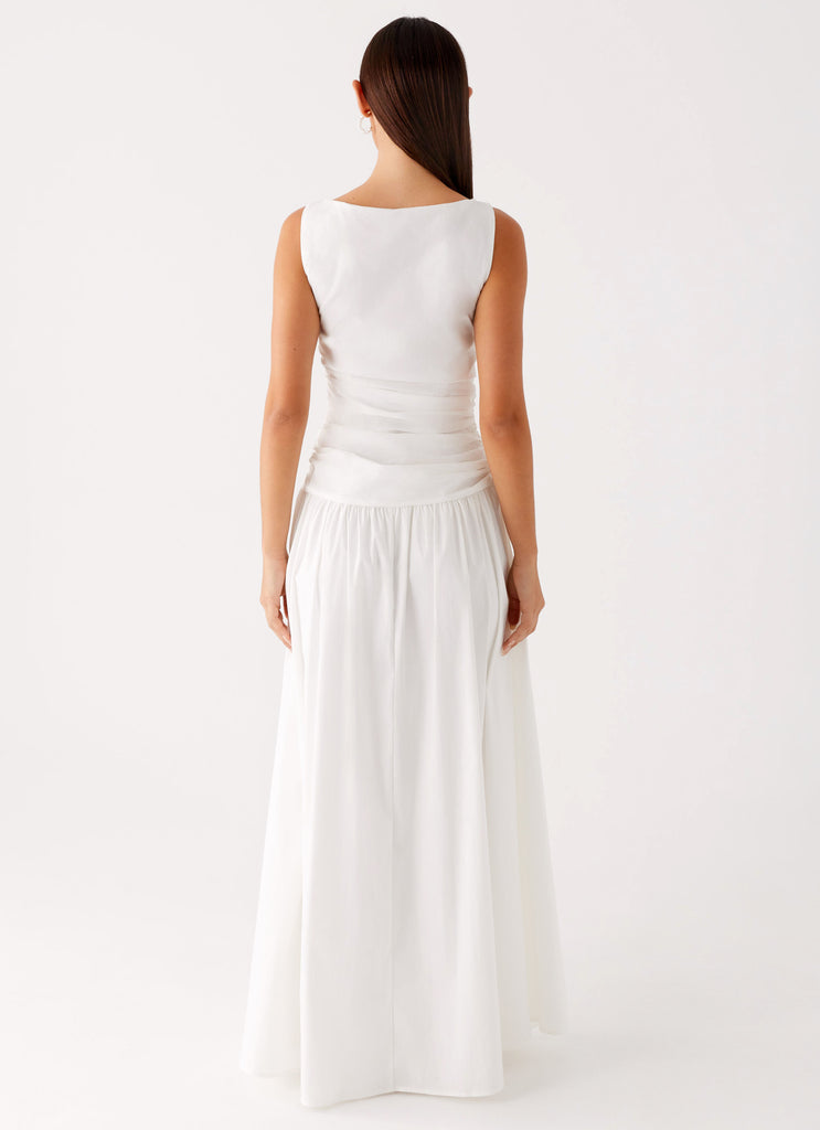 Carmel High Neck Maxi Dress White 3 Peppermayo