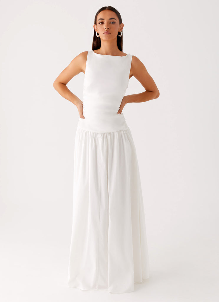 Carmel High Neck Maxi Dress White 4 Peppermayo