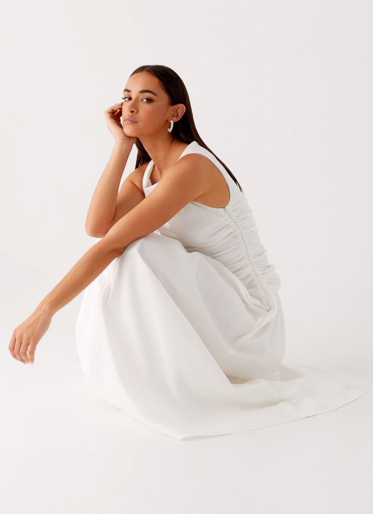 Carmel High Neck Maxi Dress White 6 Peppermayo