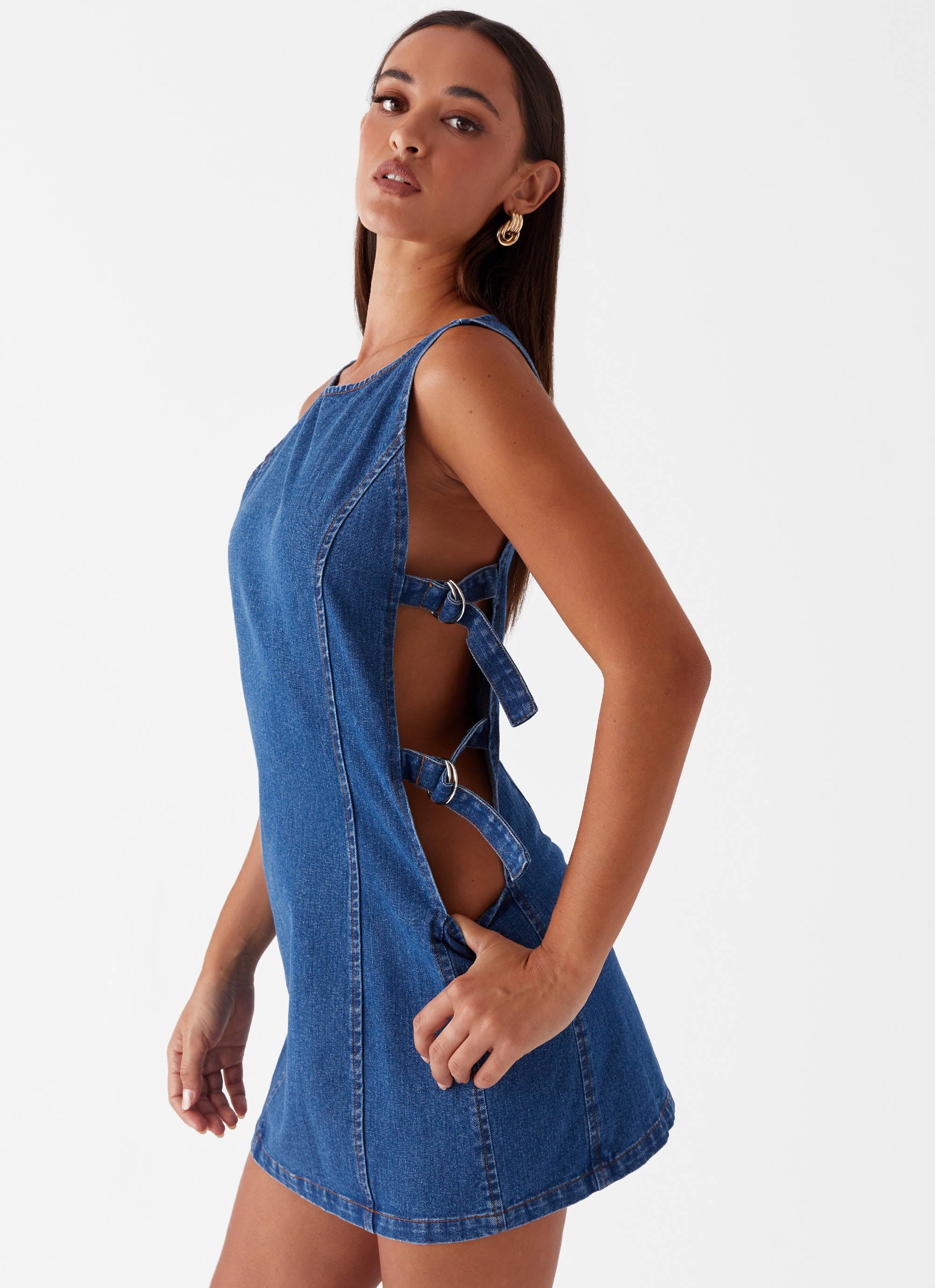 Cherish You Denim Mini Dress - Blue Denim Peppermayo US Cherish You Denim Mini Dress - Blue Denim Peppermayo US