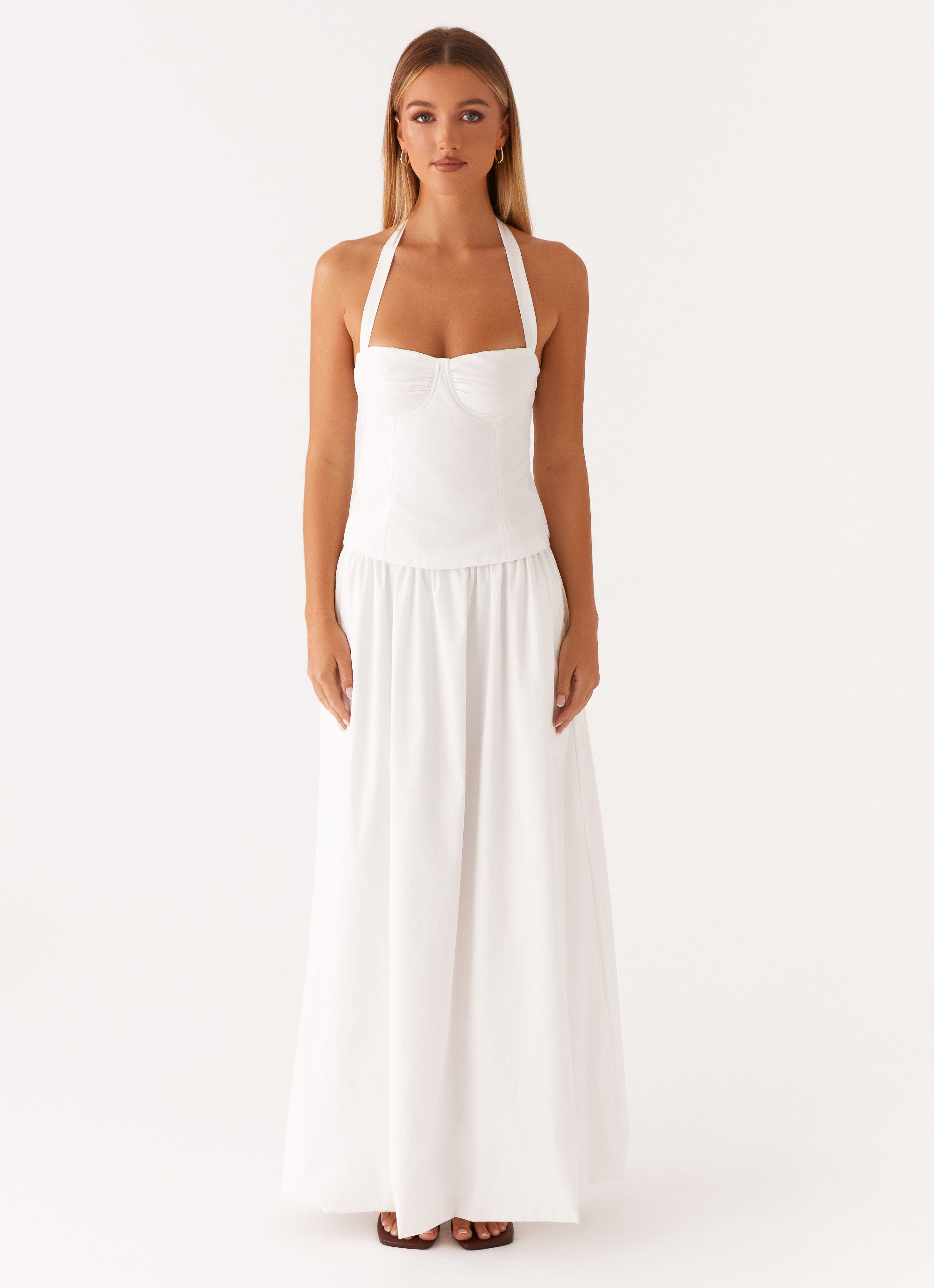 Cheryl Bustier Halter Top - White White / US 4 Cheryl Bustier Halter Top - White White / US 4