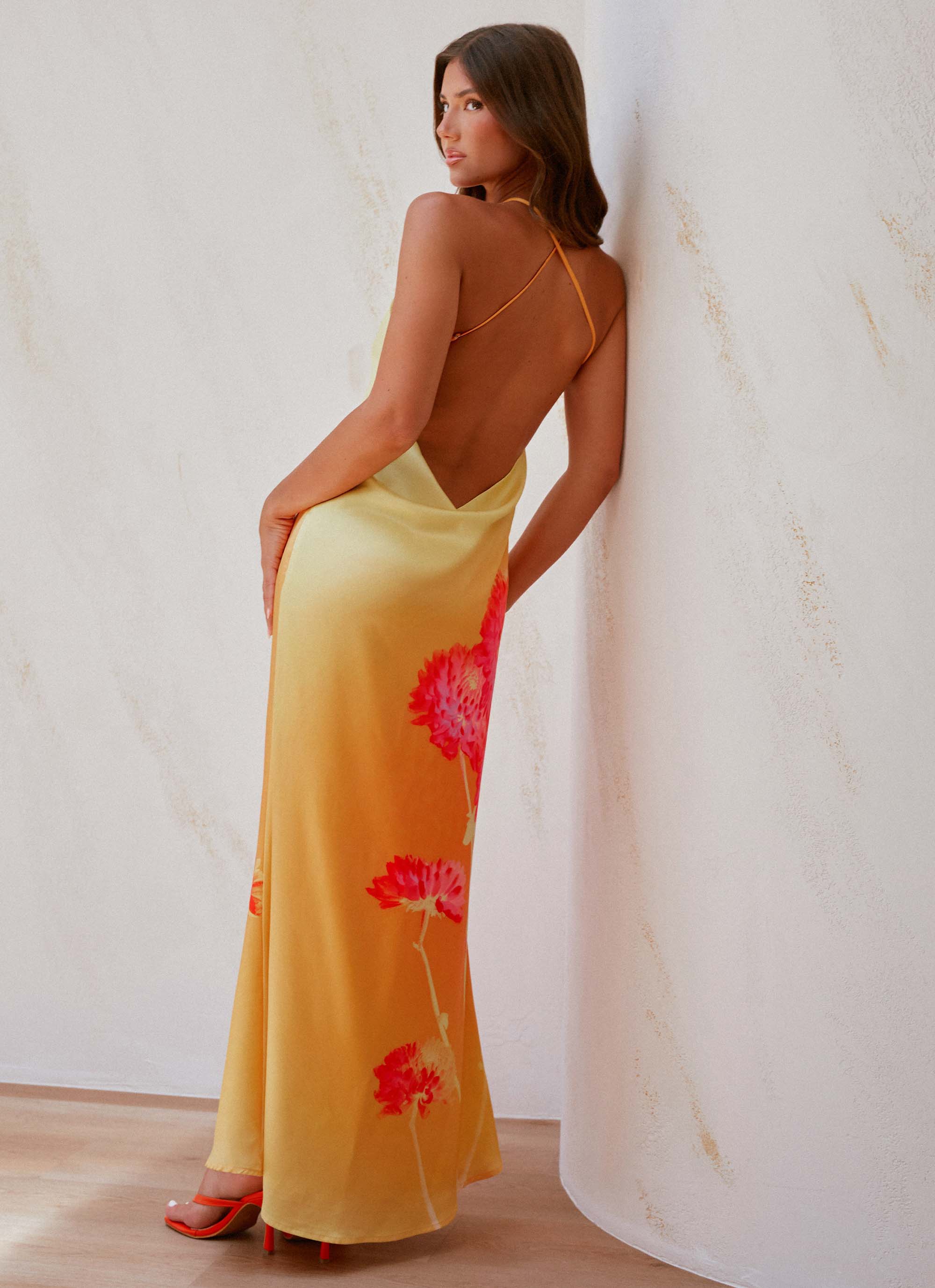 Chloe Maxi Dress - Orange Floral Orange Floral / US 10 Chloe Maxi Dress - Orange Floral Orange Floral / US 10