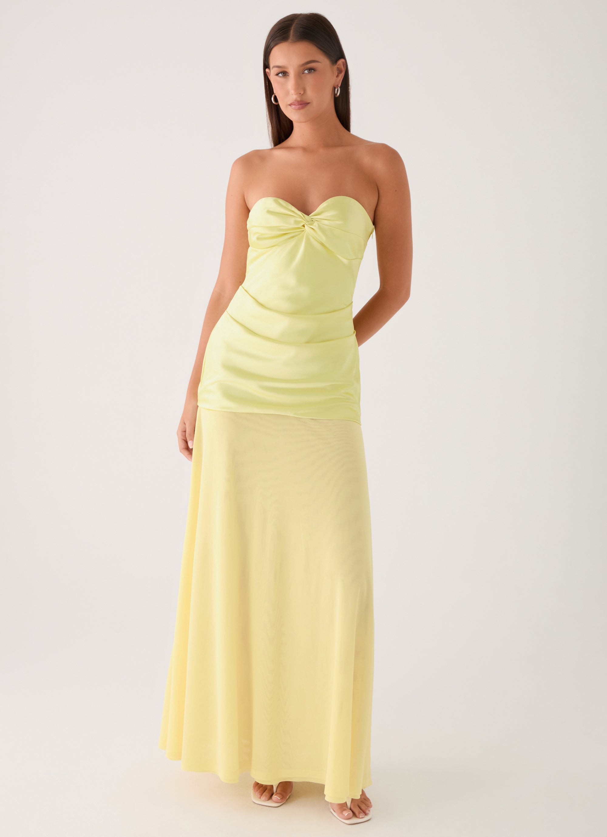 yellow strapless dress Cierra Strapless Maxi Dress