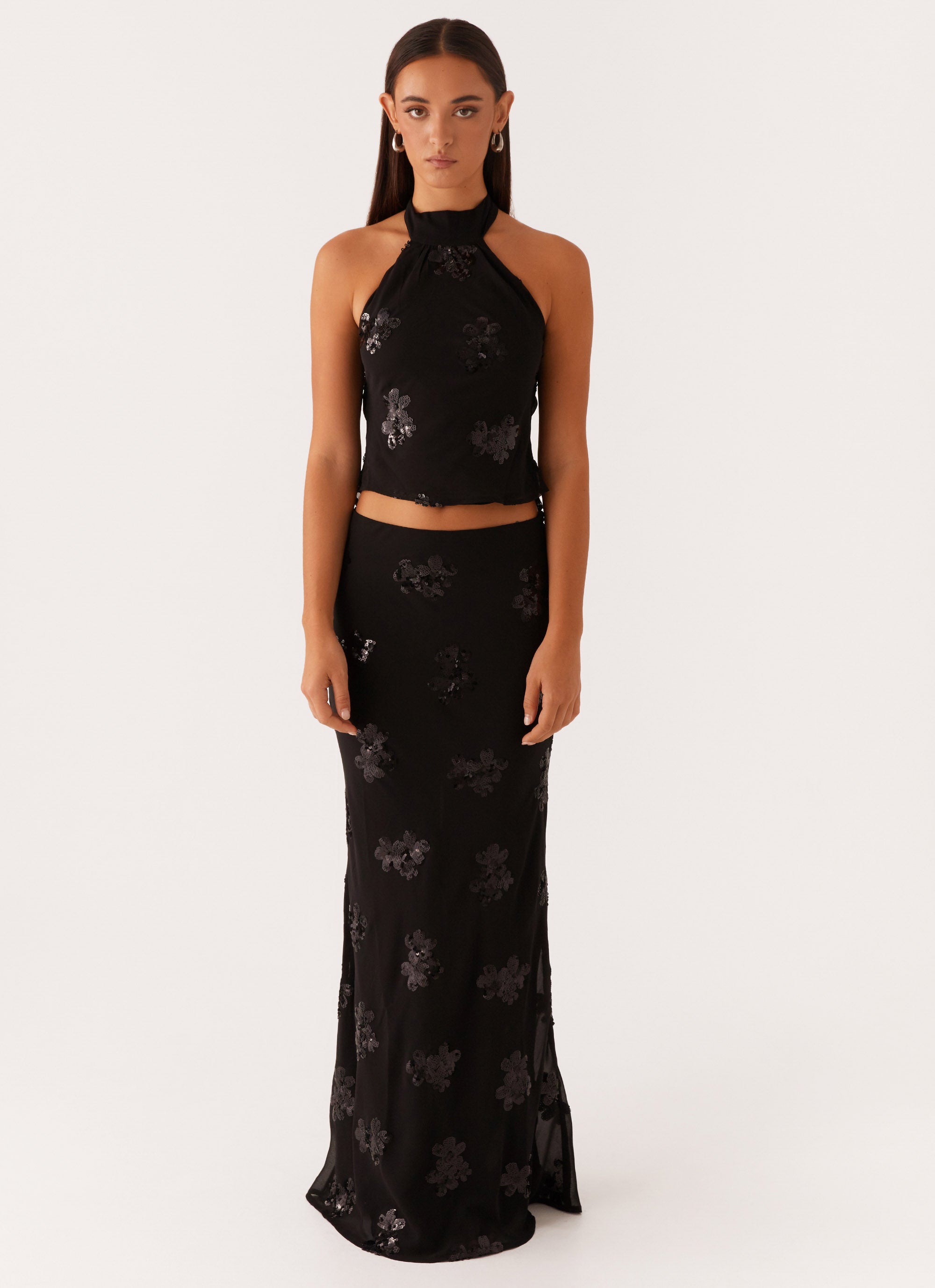 Cillian Sequin Halter Top - Black Peppermayo US Cillian Sequin Halter Top - Black Peppermayo US