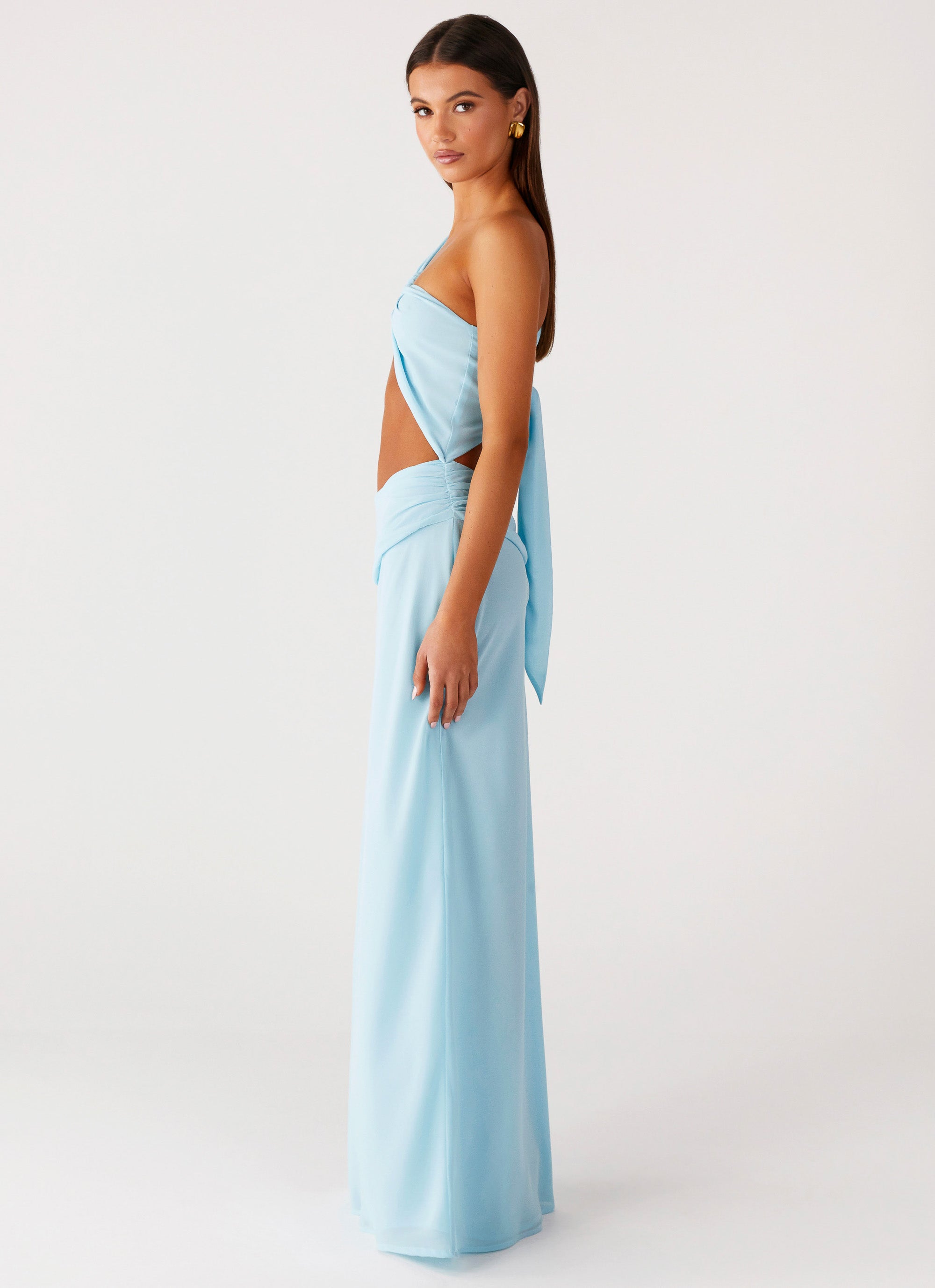 Cindelle One Shoulder Maxi Dress - Turquoise – Peppermayo US
