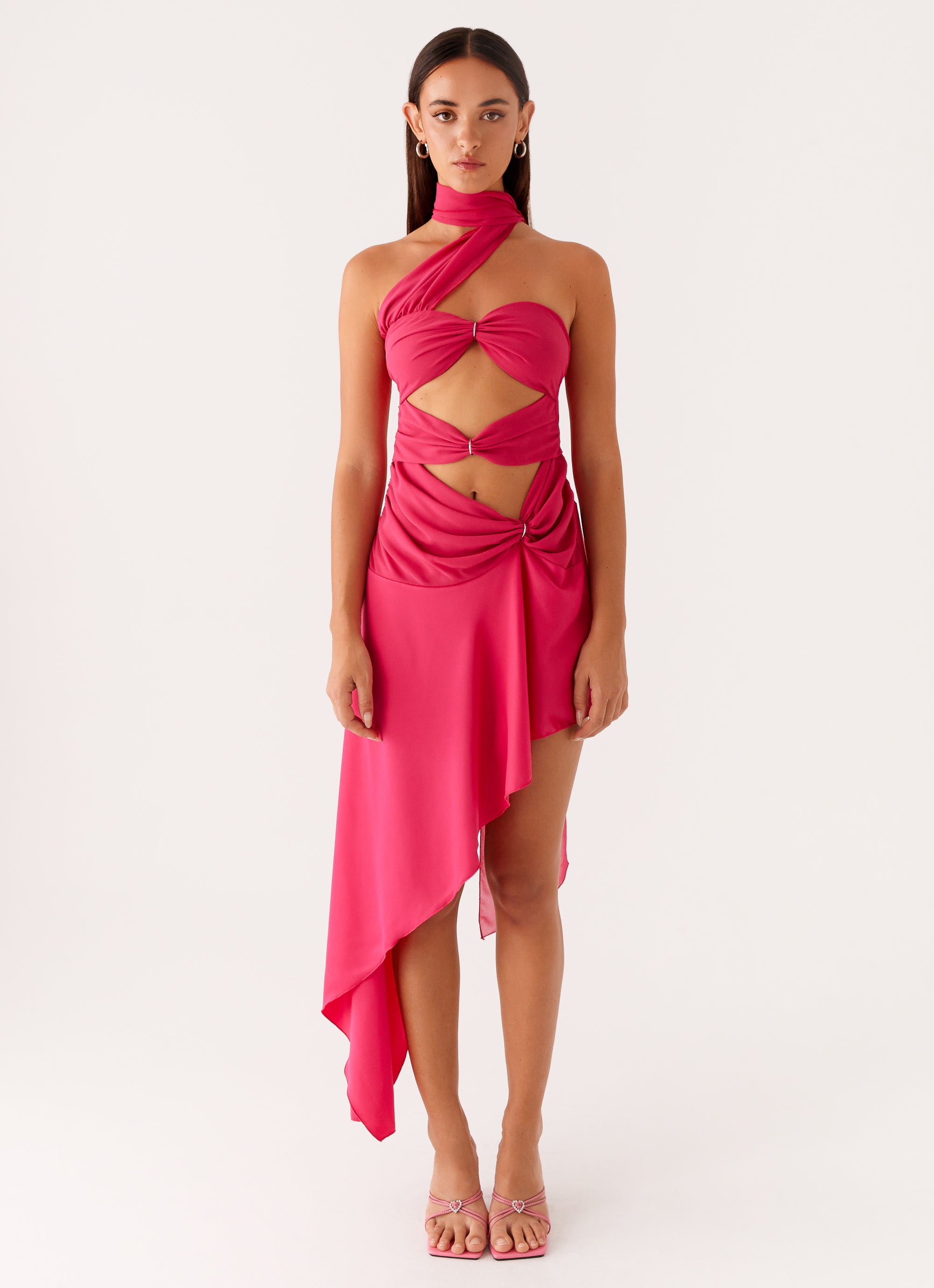 Circa Scarf Midi Dress - Hot Pink Peppermayo US Circa Scarf Midi Dress - Hot Pink Peppermayo US