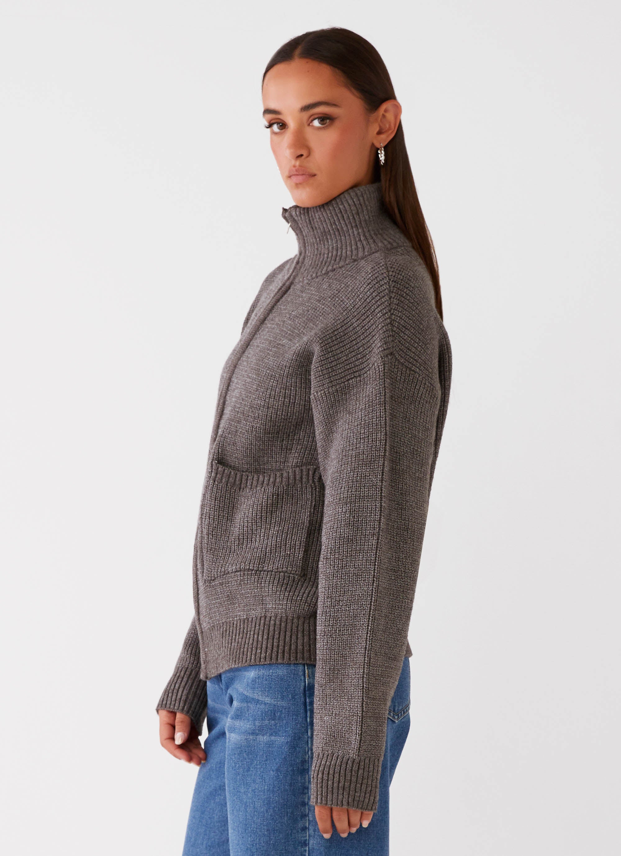 Common Ground Oversized Zip Cardigan - Charcoal – Peppermayo US