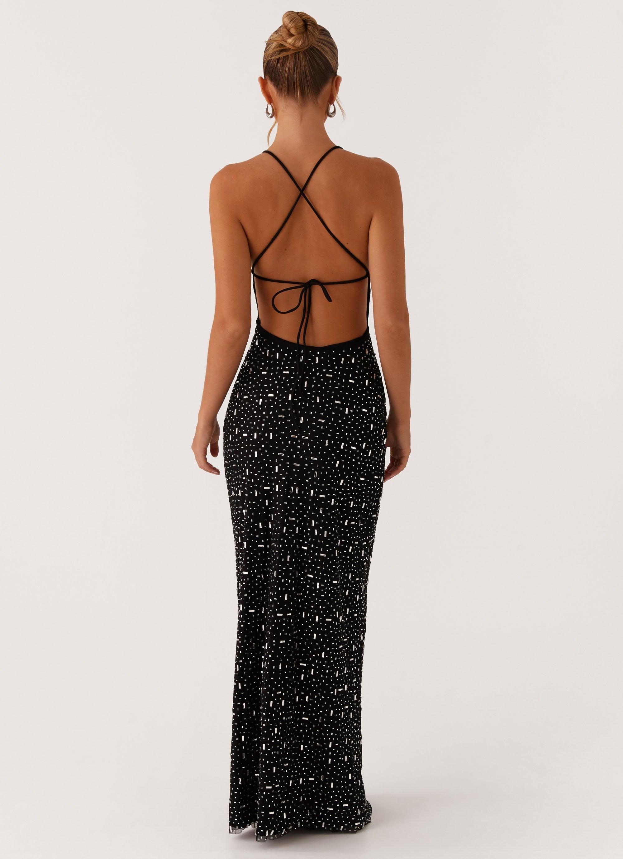 Cressida Rhinestone Mesh Maxi Dress - Black Cressida Rhinestone Mesh Maxi Dress - Black