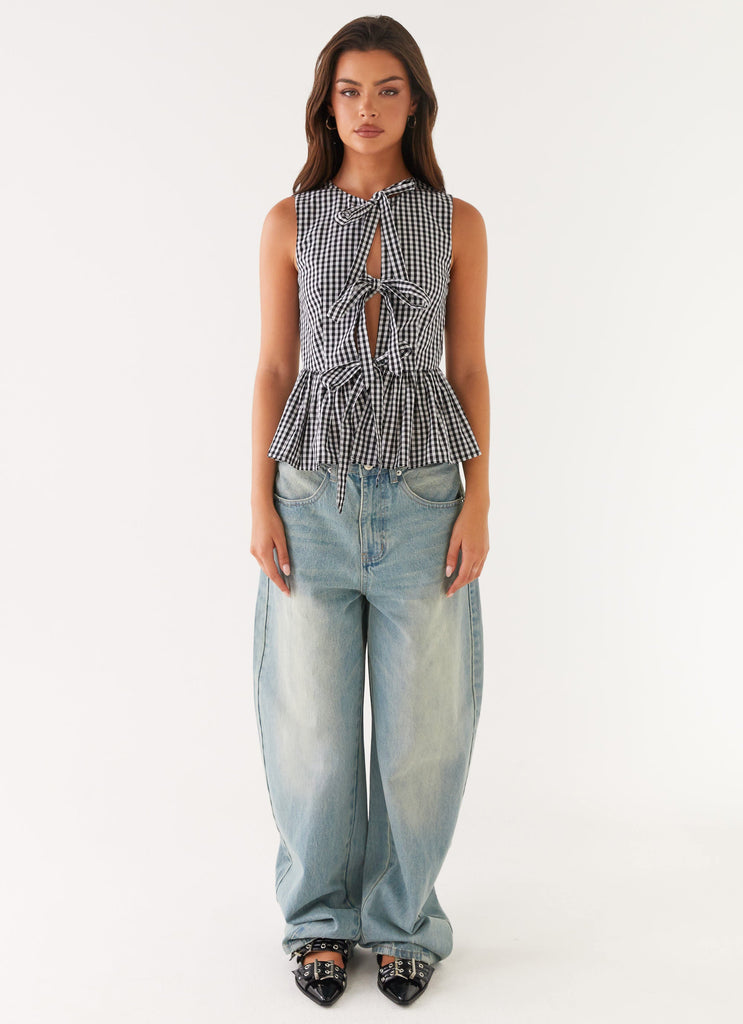 Cyrene Tie Top - Black Gingham
