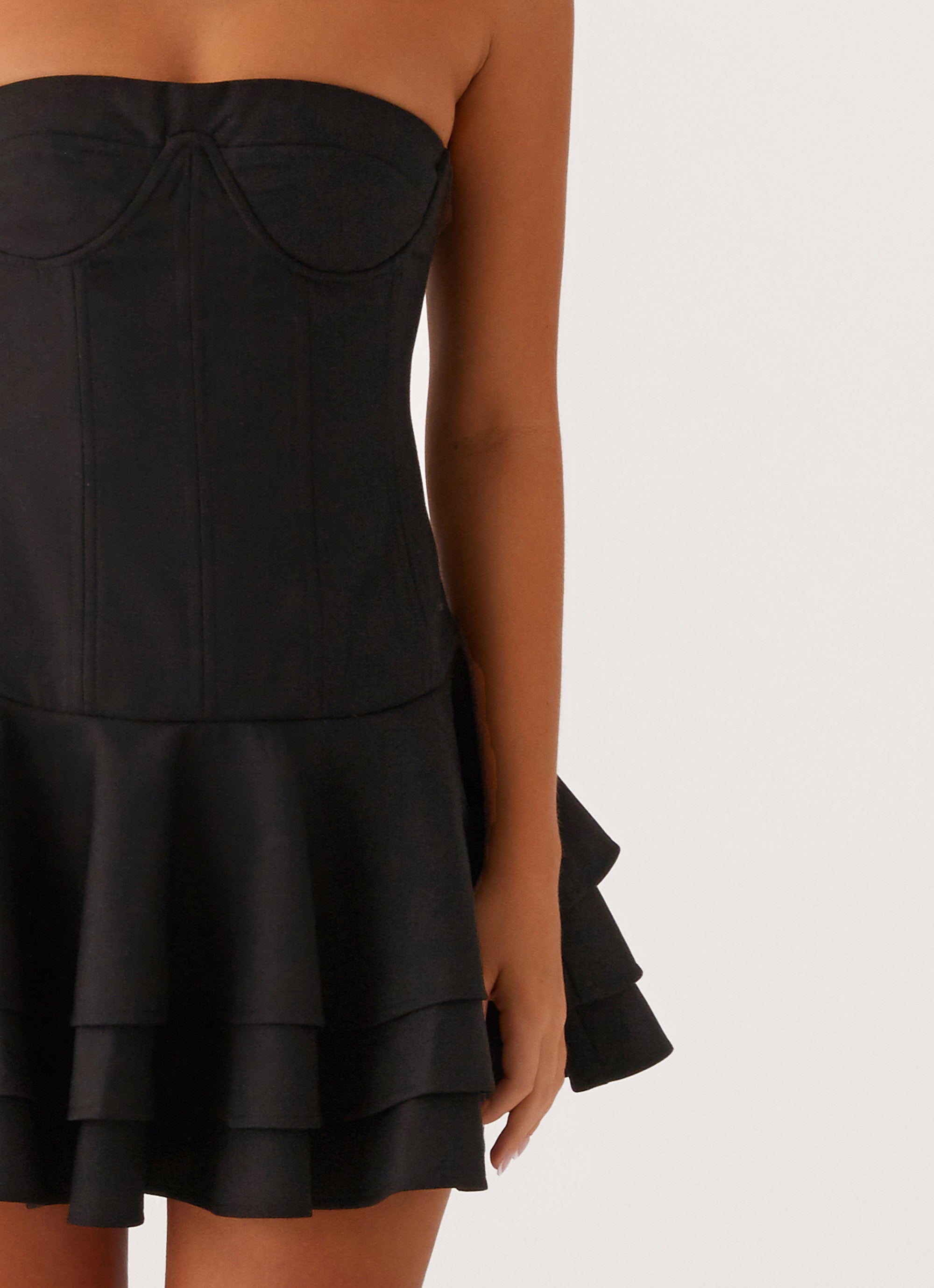 Floriana Ruffle Corset Mini Dress - Black Peppermayo US Floriana Ruffle Corset Mini Dress - Black Peppermayo US