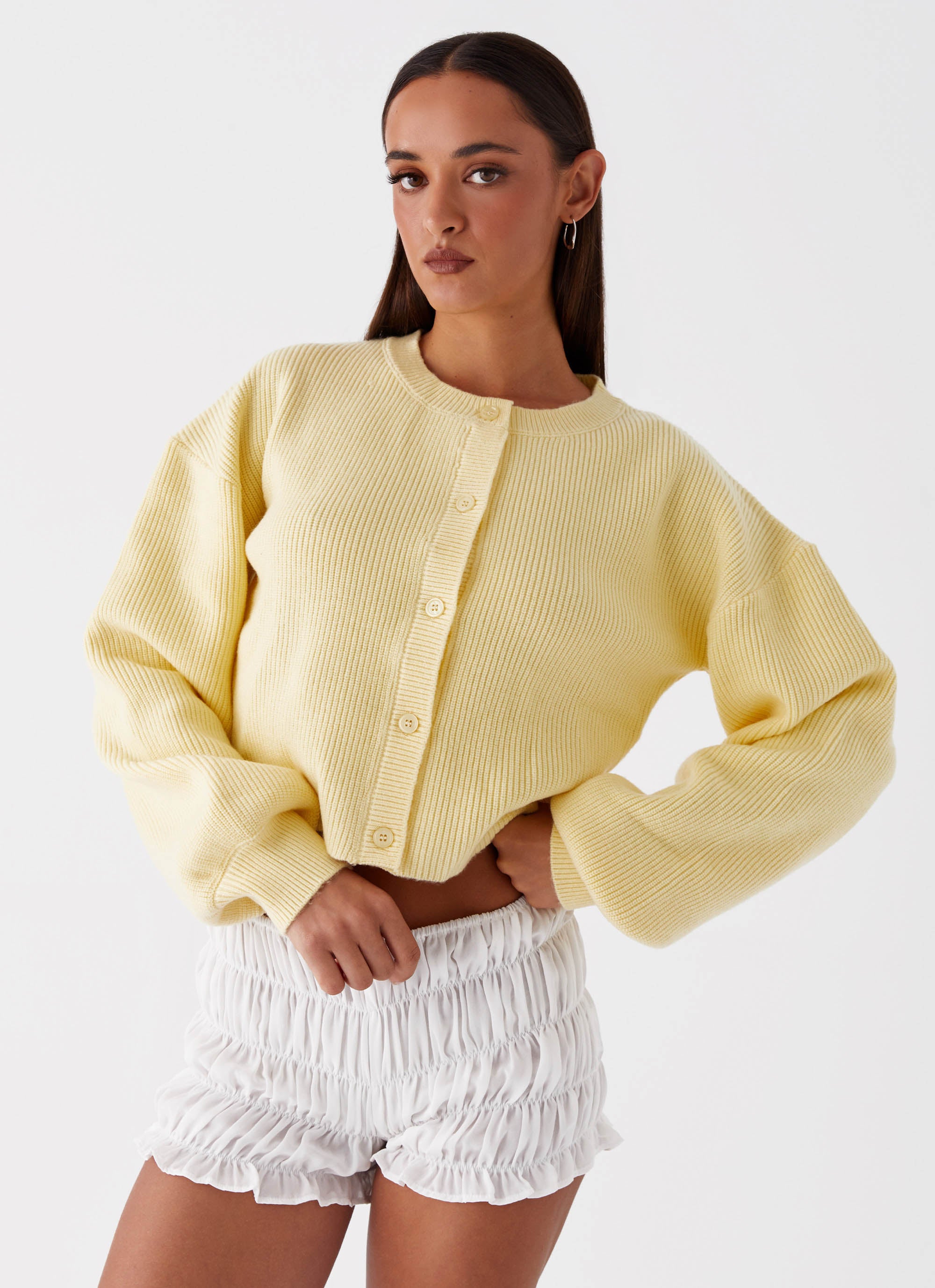 Daphne Knit Cardigan Butter Yellow - Main Image