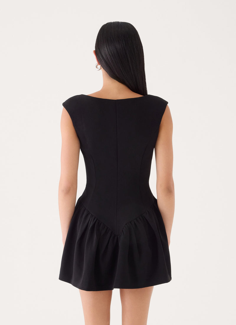 Dark Bloom Mini Dress - Black