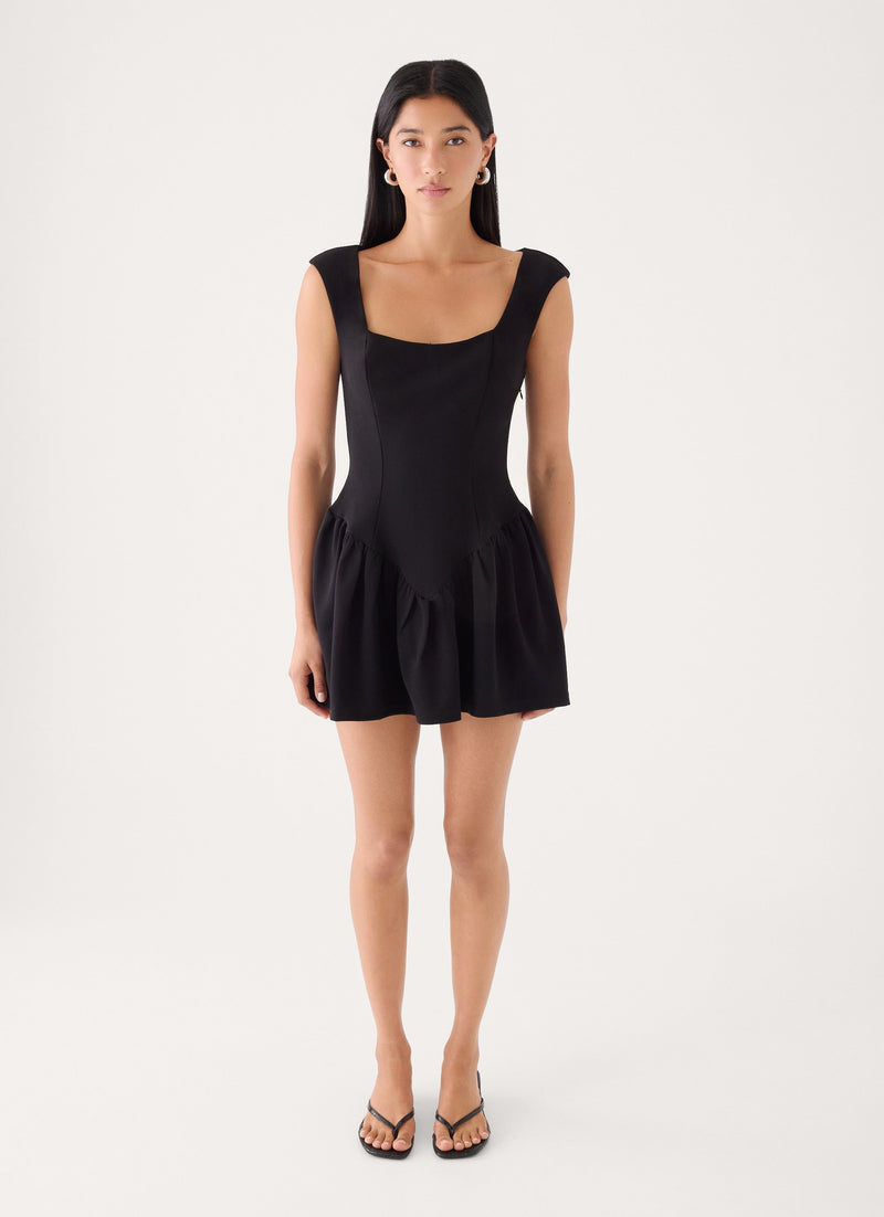 Dark Bloom Mini Dress - Black