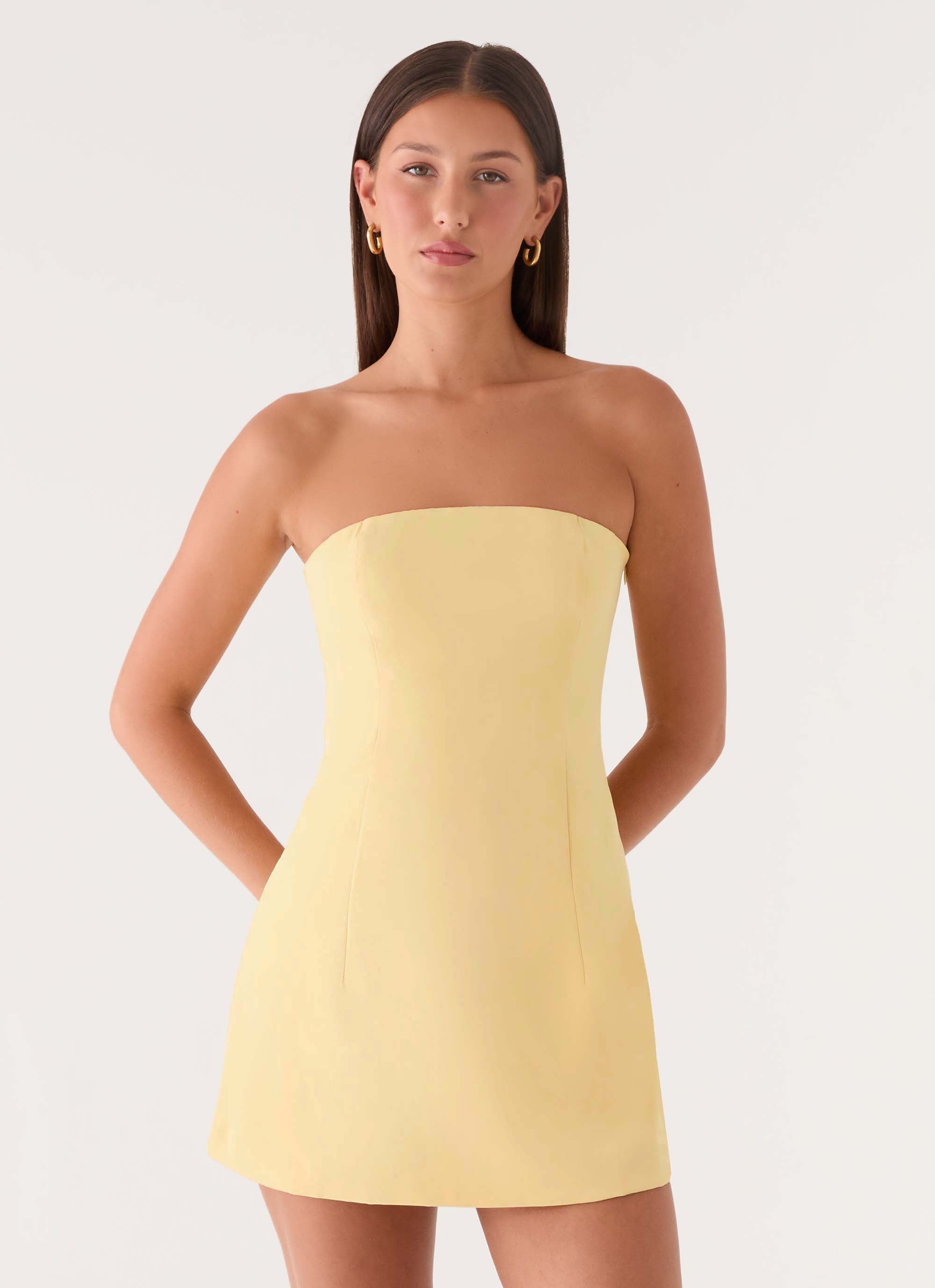 white christmas dresses Della Strapless Mini Dress