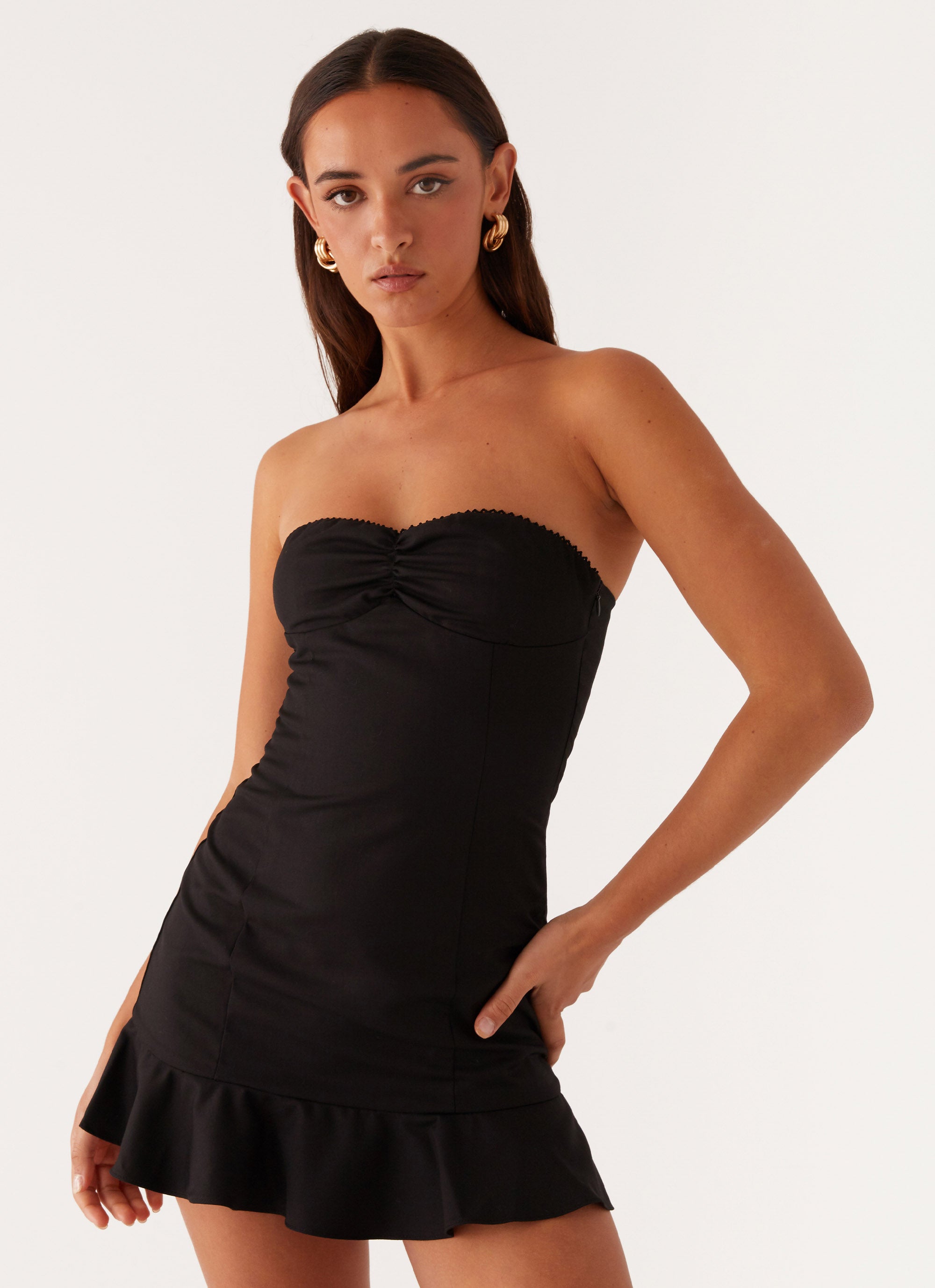 Delmi Bustier Mini Dress - Black Delmi Bustier Mini Dress - Black